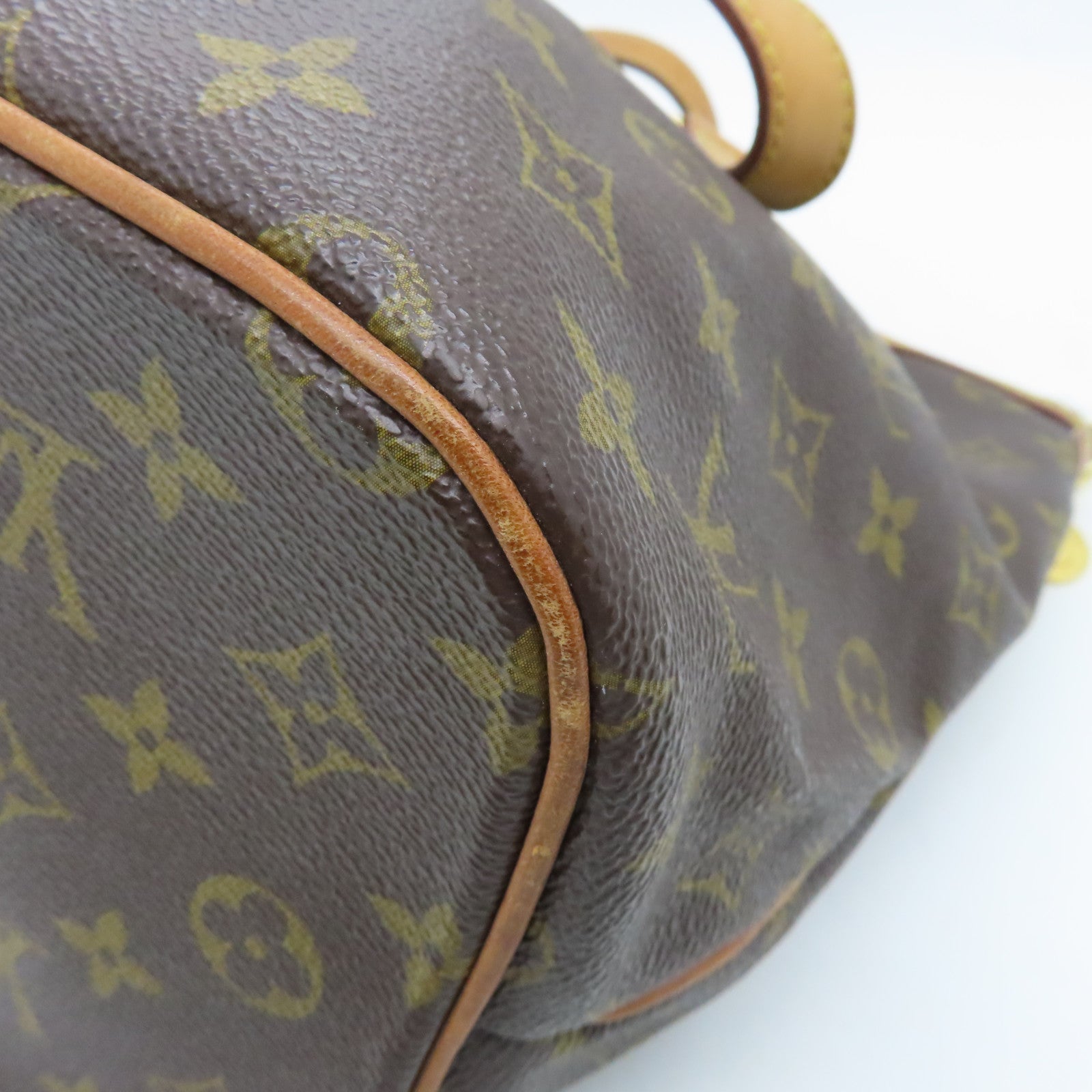 LOUIS VUITTON Monogram Palermo PM gold buckle handle shoulder bag brown