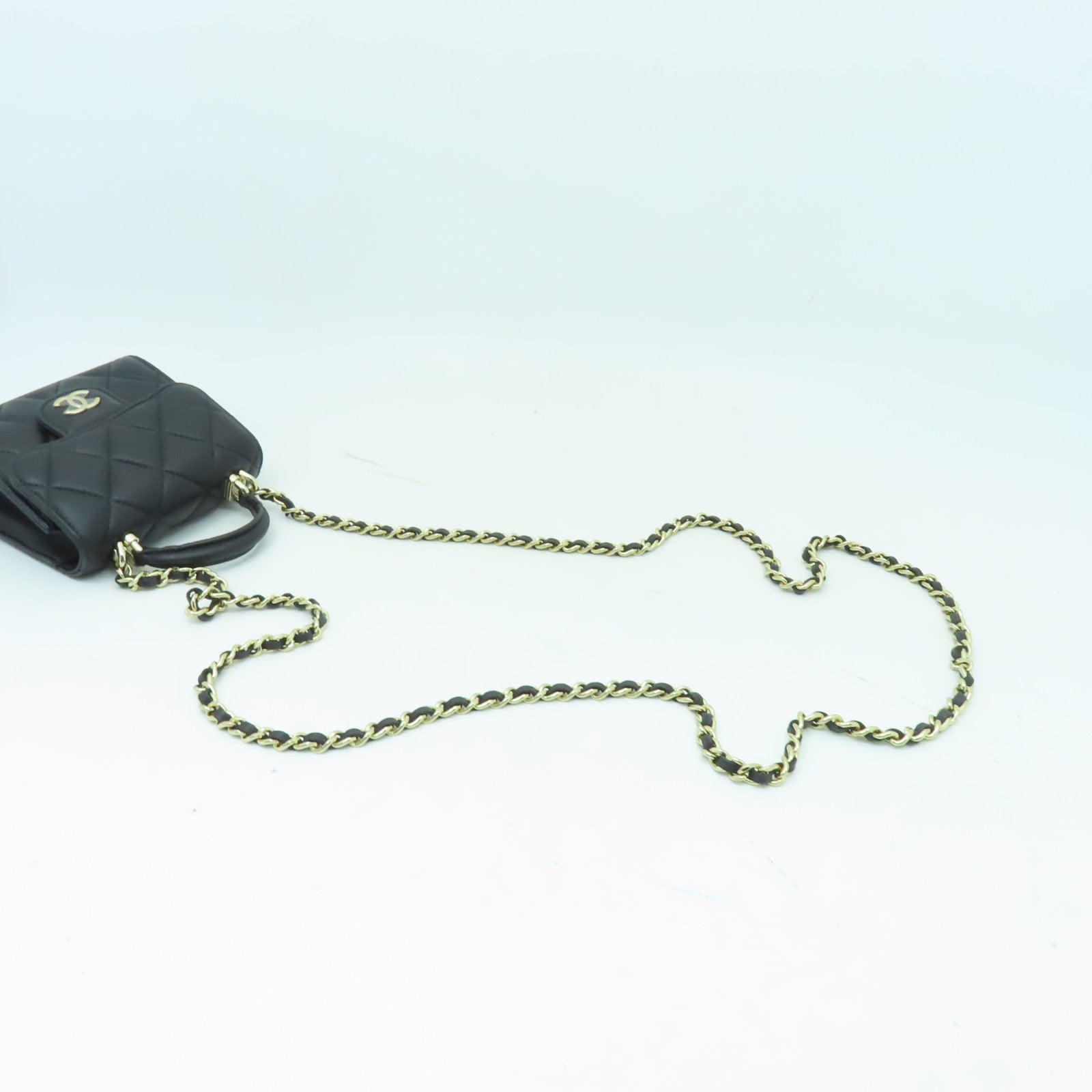 CHANEL 菱格羊皮皮革Chain Shoulder Bag金扣手挽肩背兩用袋