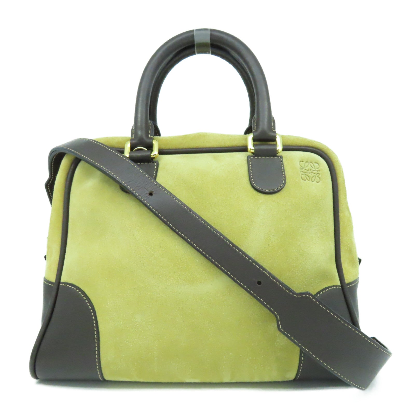 LOEWE 【激減優惠】牛皮皮革Amazona金扣手挽肩背兩用袋啡色