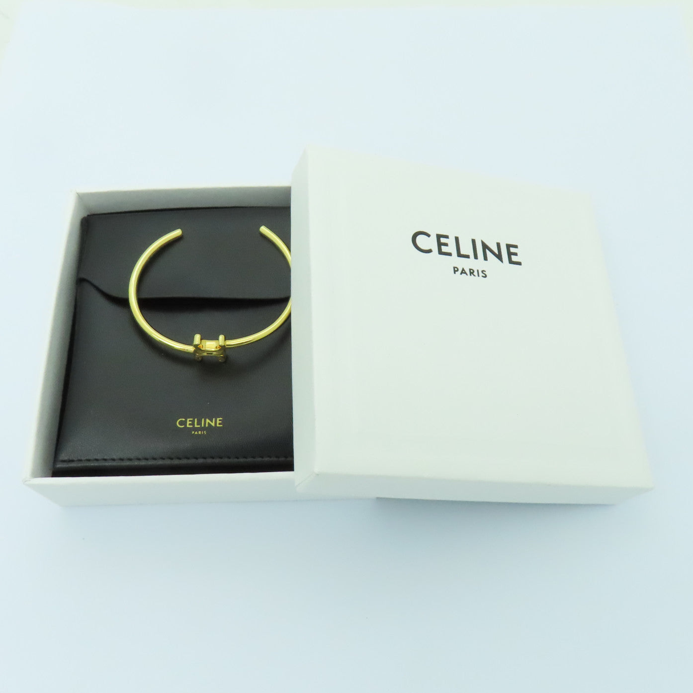 CELINE 黃銅Triomphe Asymmetric Cuff Bangle手鐲金色