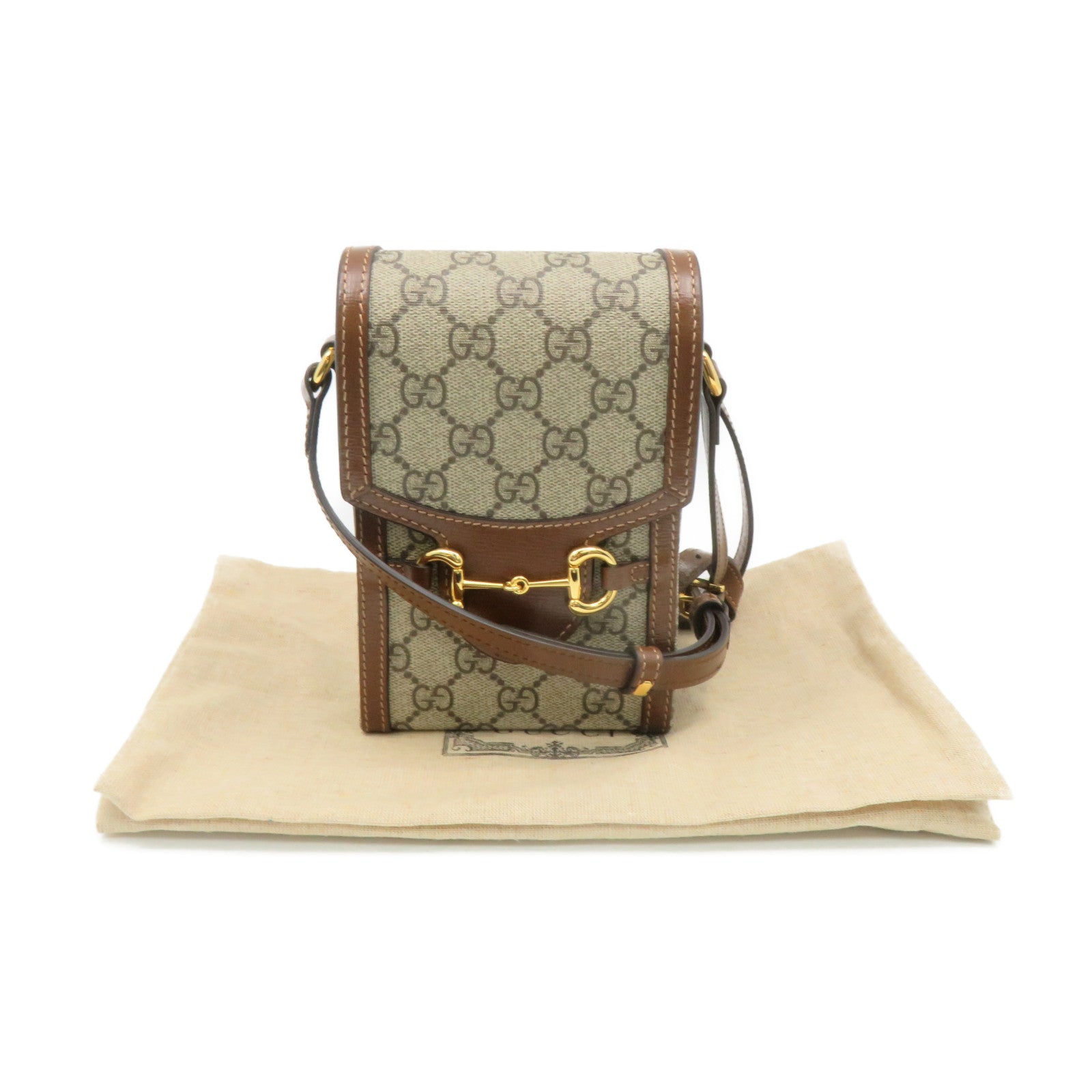GUCCI Coated Canvas Horsebit1955Mini Shoulder Bag Shoulder Bag Brown