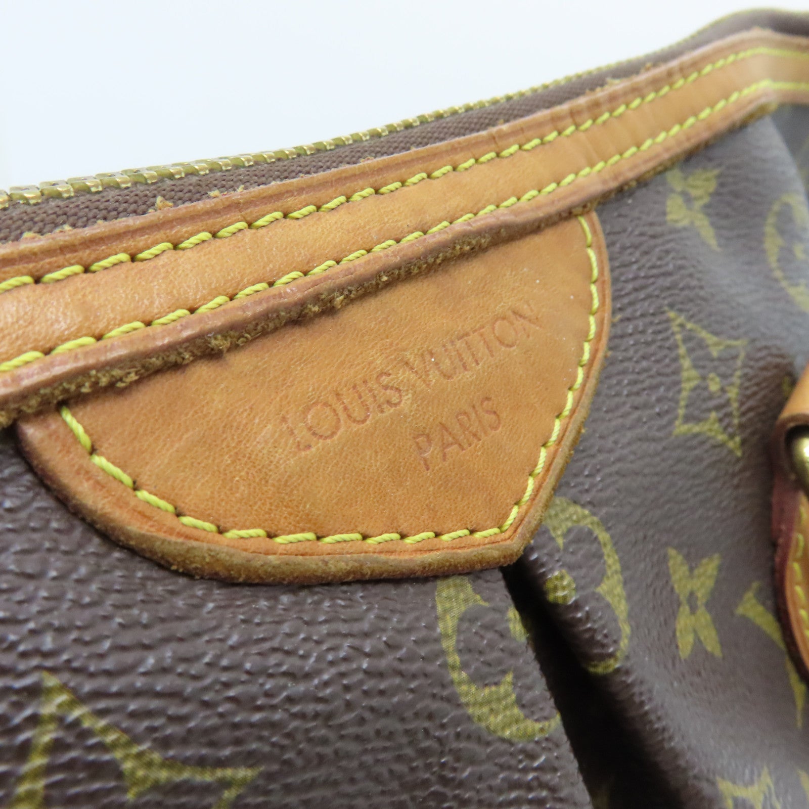 LOUIS VUITTON Monogram Palermo PM gold buckle handle shoulder bag brown