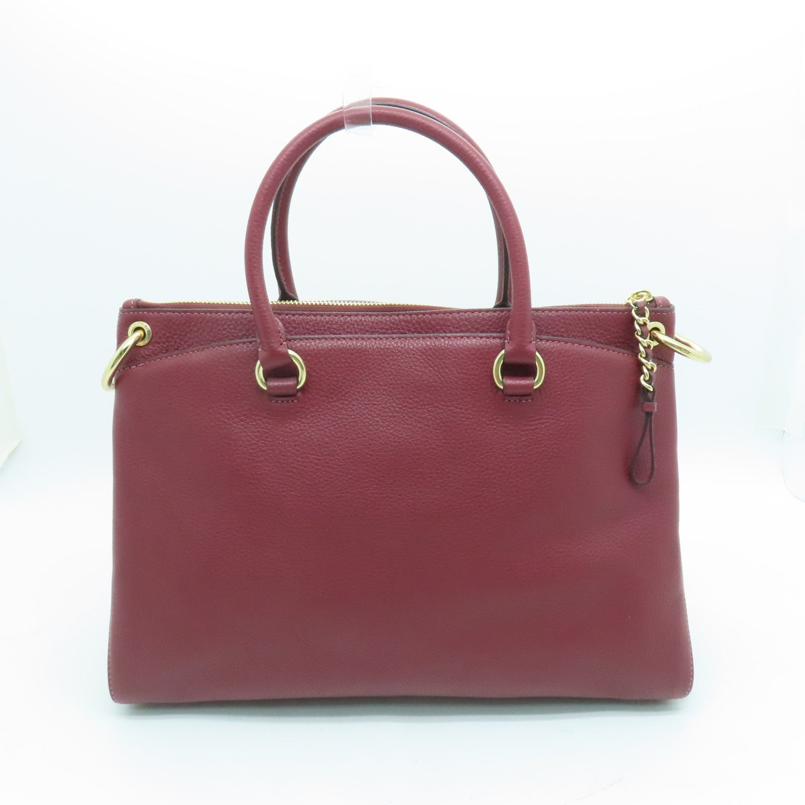 COACH 牛皮皮革2 Way Shoulder Bag金扣手挽肩背兩用袋酒紅色