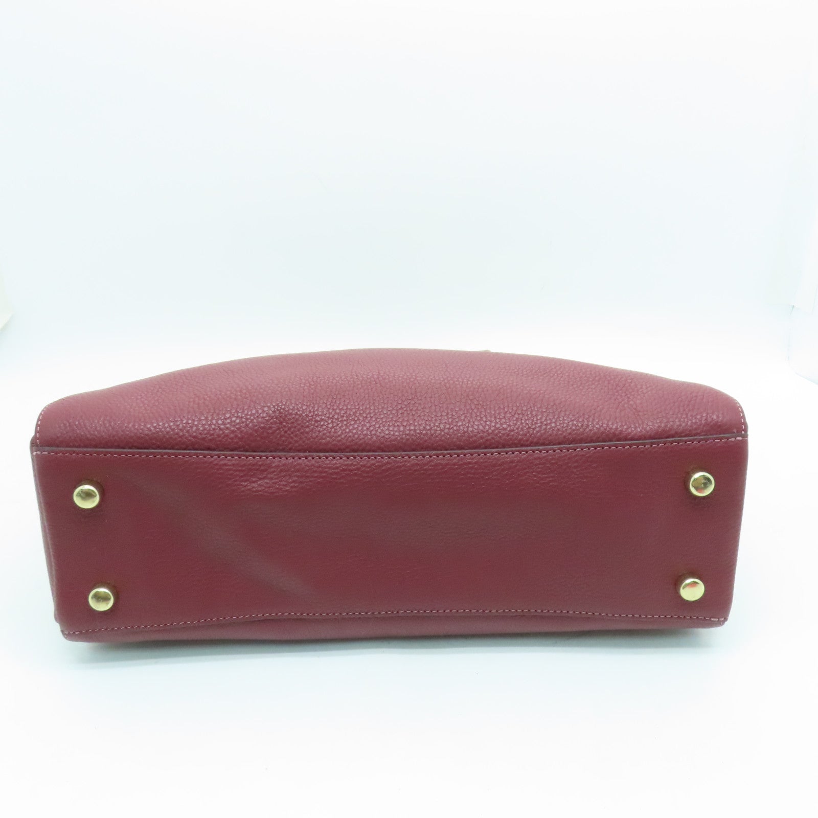 COACH 牛皮皮革2 Way Shoulder Bag金扣手挽肩背兩用袋酒紅色
