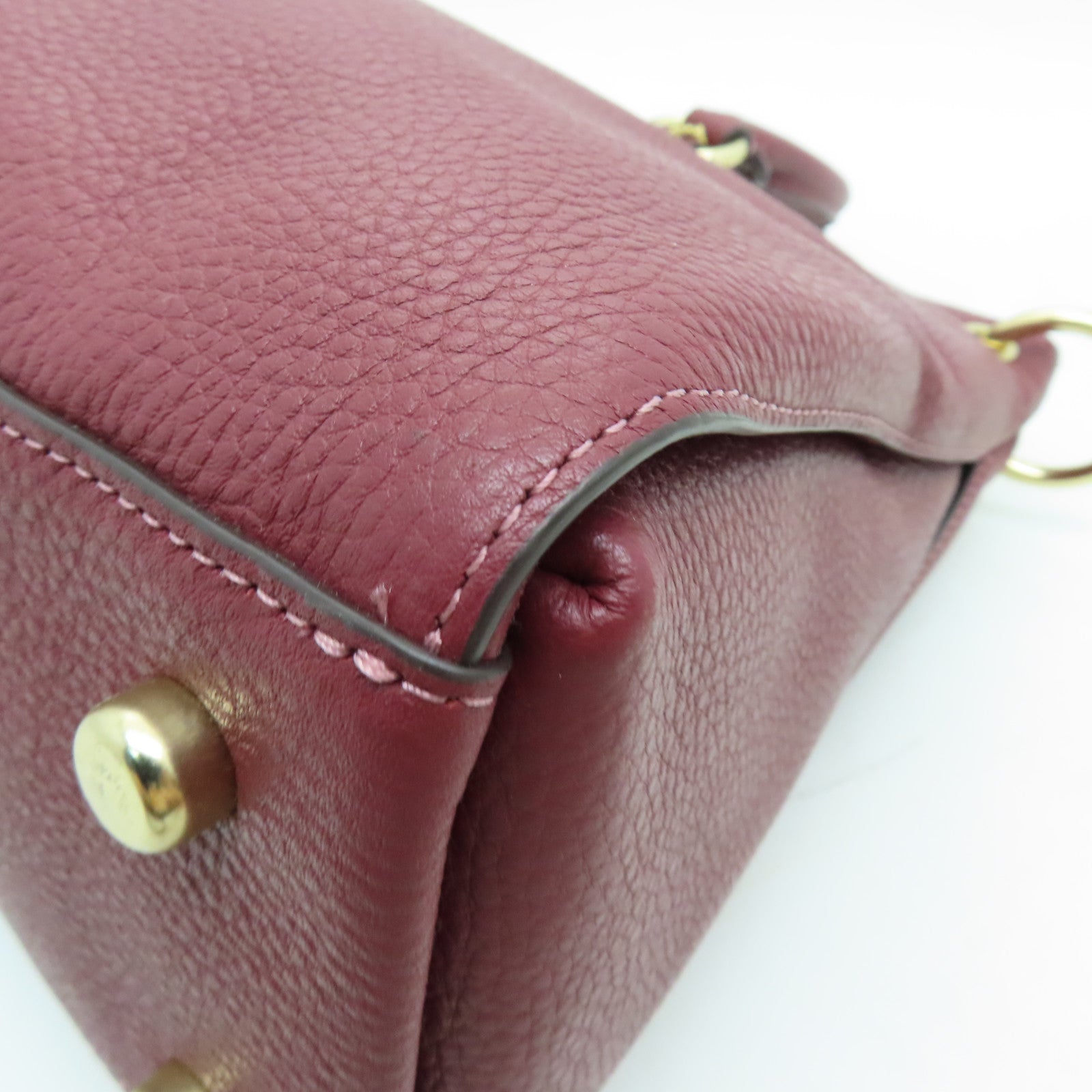 COACH 牛皮皮革2 Way Shoulder Bag金扣手挽肩背兩用袋酒紅色