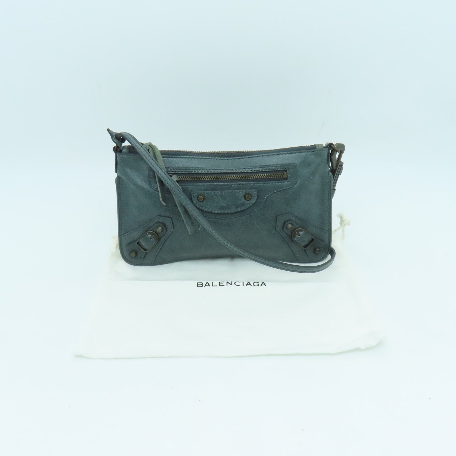 BALENCIAGA 牛皮皮革Shoulder Bag金扣肩背袋绿色