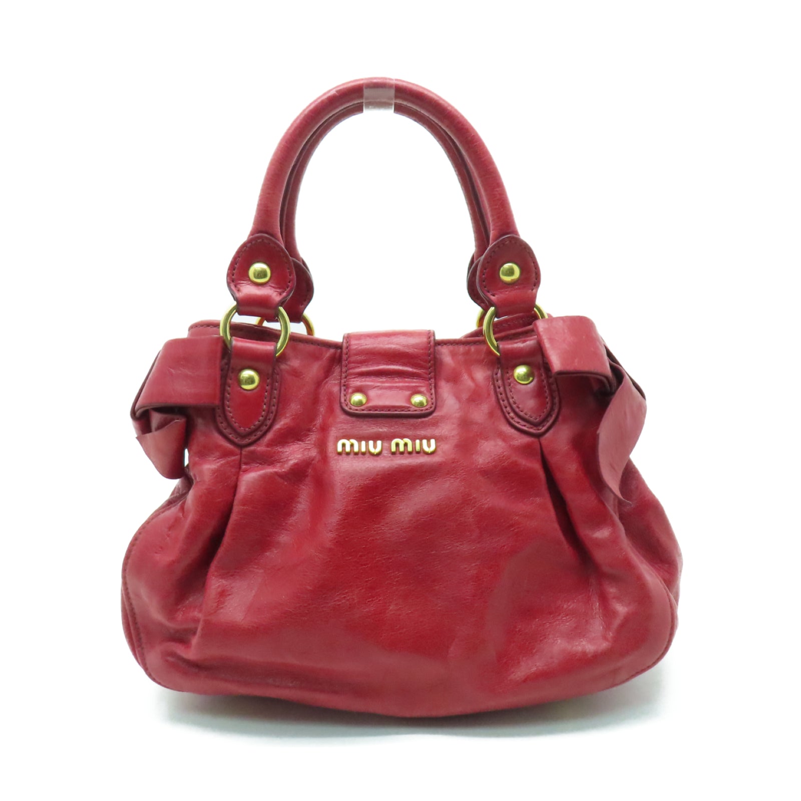 Miu Miu 牛皮皮革Shoulder Bag金扣手挽肩背兩用袋紅色