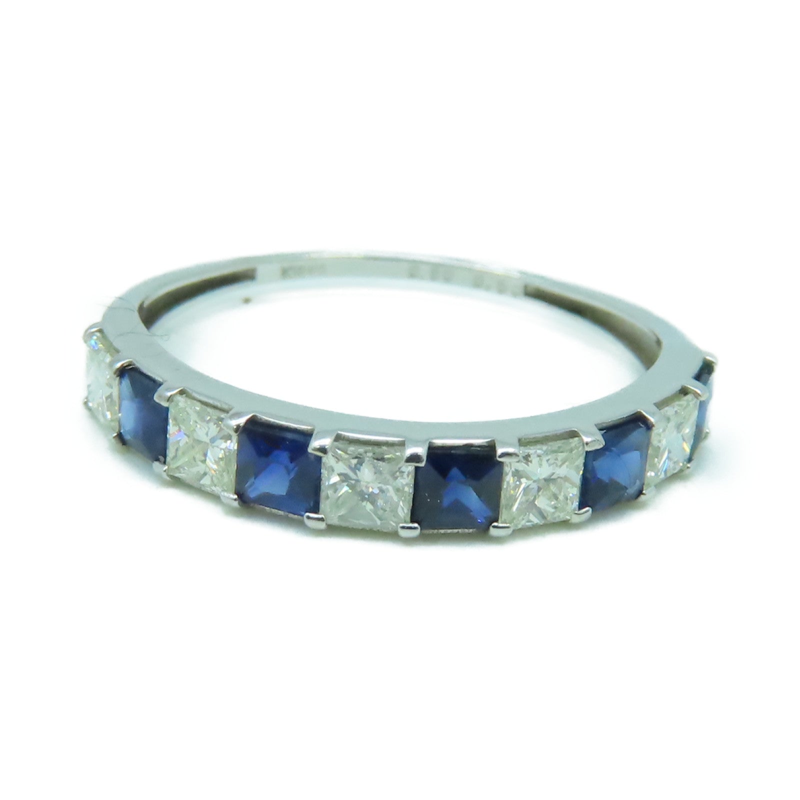 JEWELRY 18K白金Ring0.50ct藍寶石/0.50ct鑽石戒指US#6