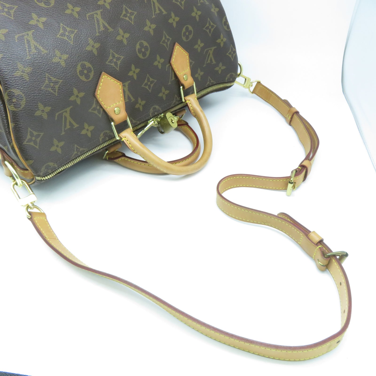 LOUIS VUITTON Monogram Speedy Bandouliere 35金扣手挽肩背兩用袋啡色