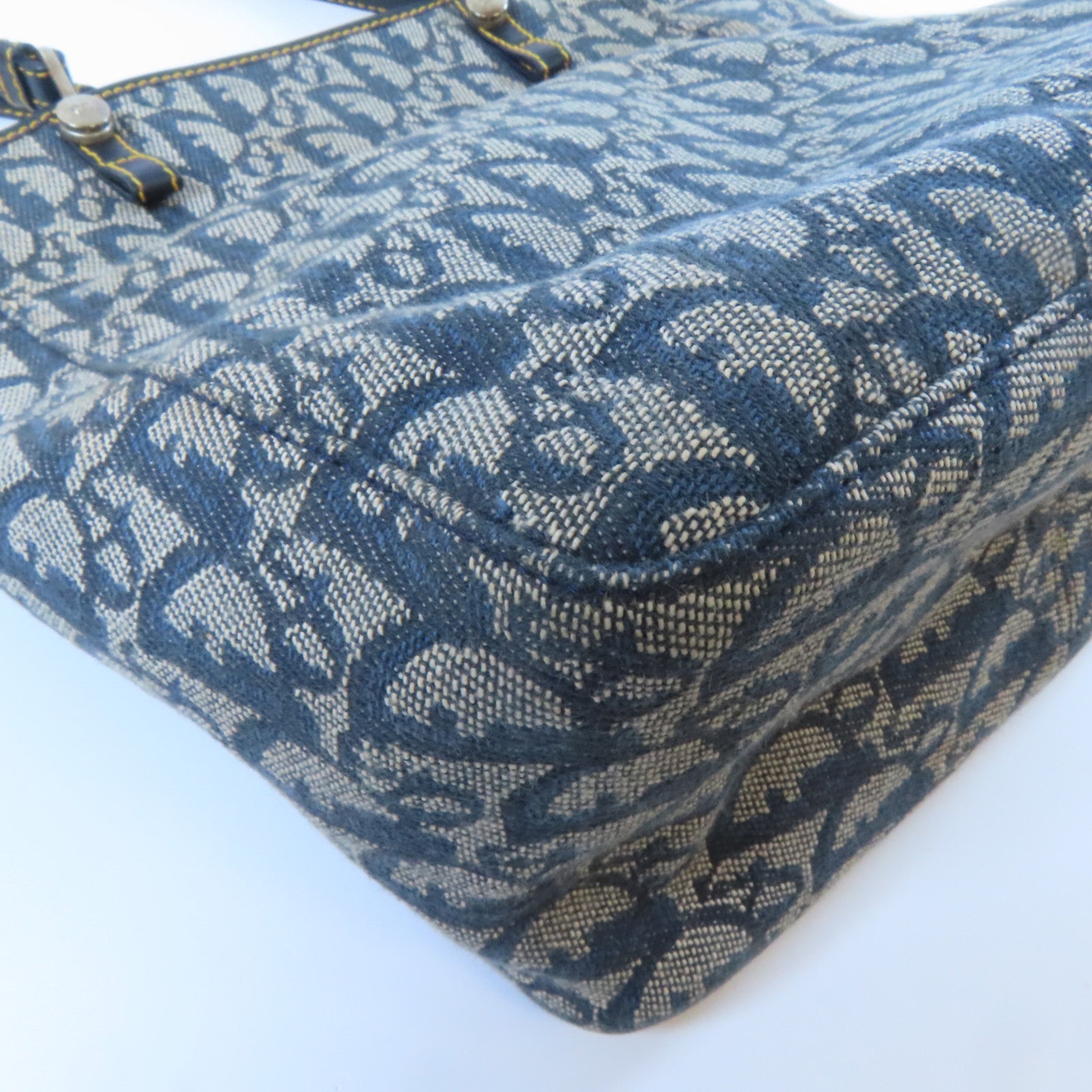 Dior 帆布Tote Bag銀扣肩背袋藍色/灰色