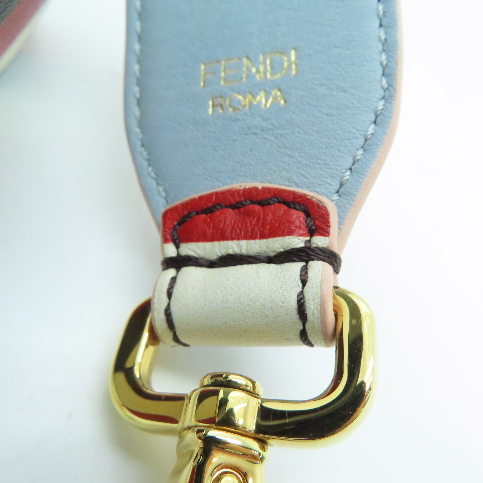 FENDI [sharp discount] cowhide leather Strap shoulder strap red white black