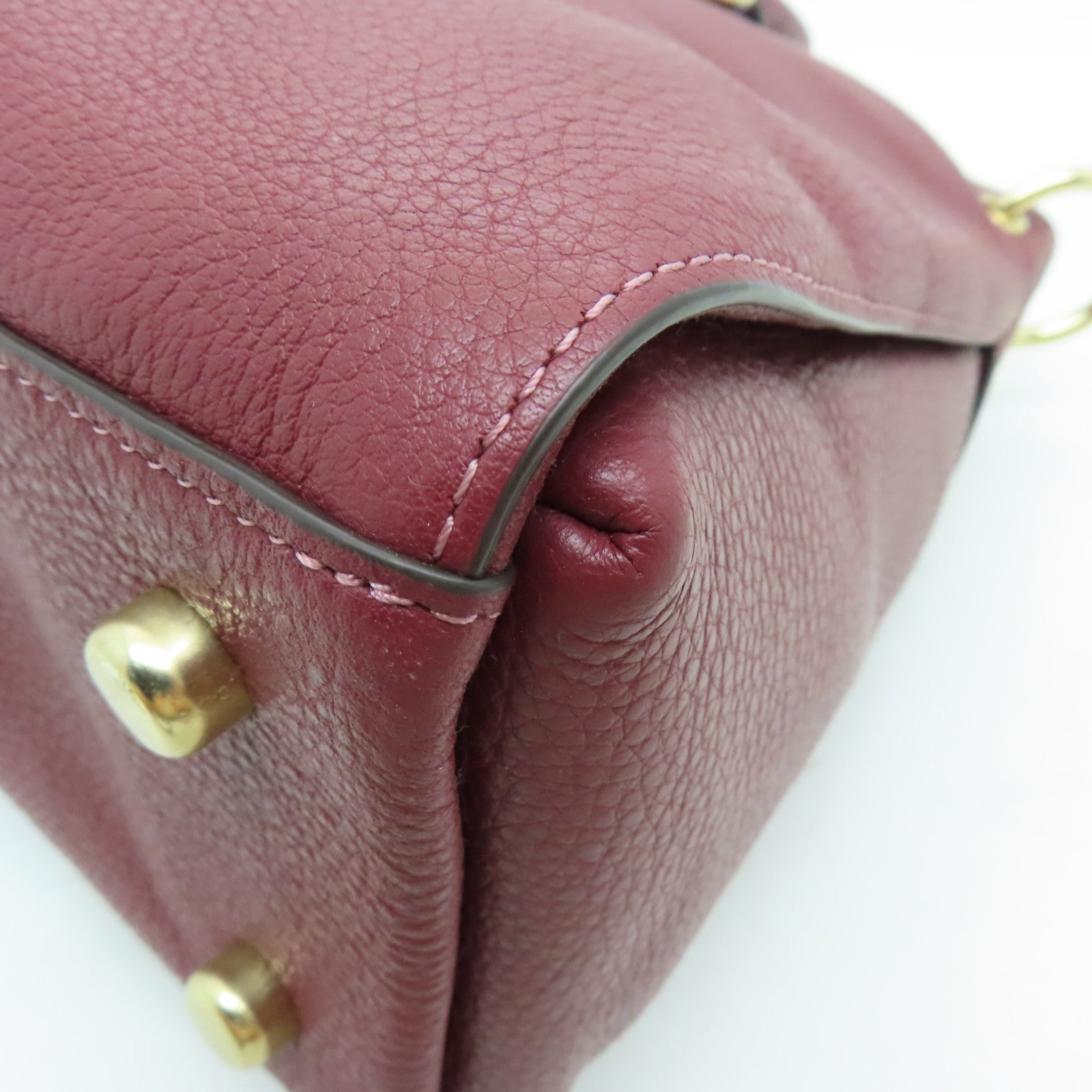 COACH 牛皮皮革2 Way Shoulder Bag金扣手挽肩背兩用袋酒紅色