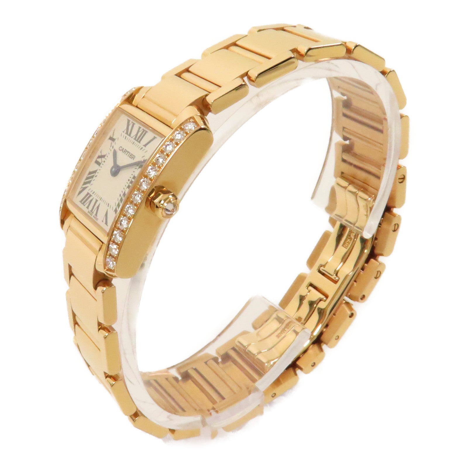 CARTIER Tank Francaise18K黃金手錶石英機芯米色