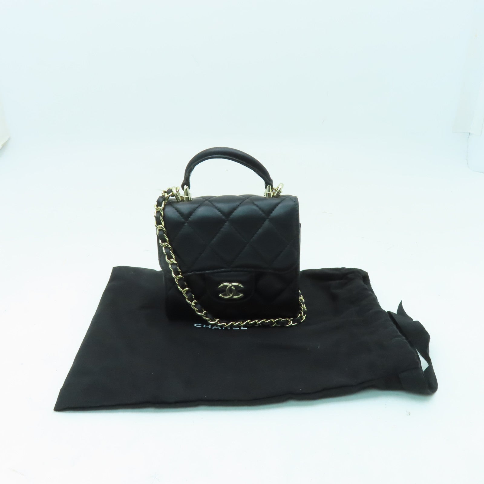 CHANEL 菱格羊皮皮革Chain Shoulder Bag金扣手挽肩背兩用袋