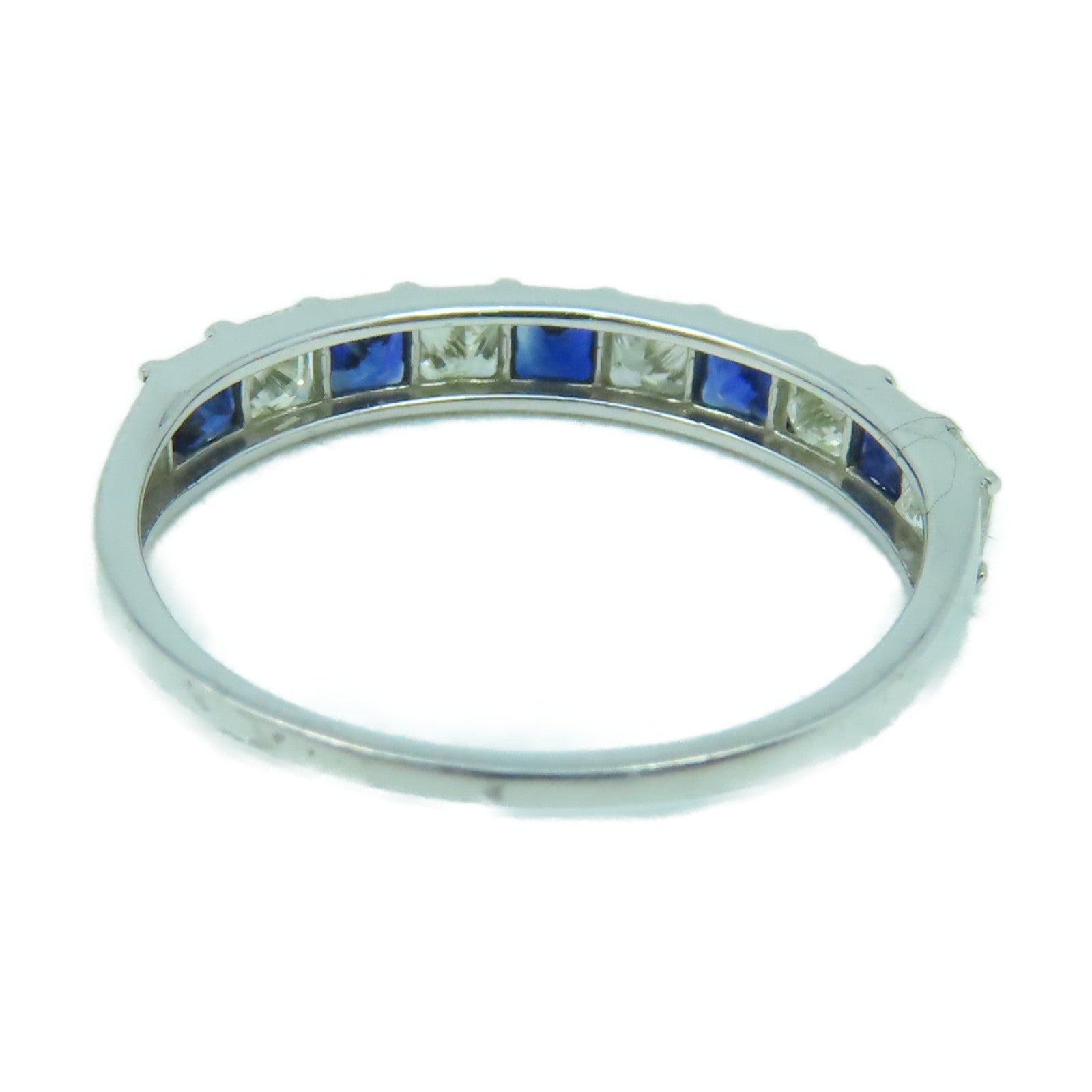 JEWELRY 18K白金Ring0.50ct藍寶石/0.50ct鑽石戒指US#6