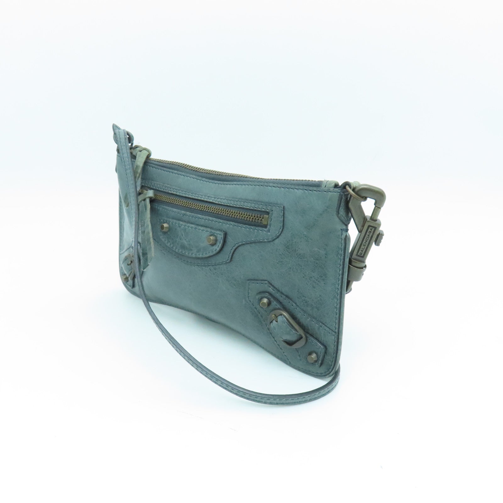 BALENCIAGA 牛皮皮革Shoulder Bag金扣肩背袋绿色