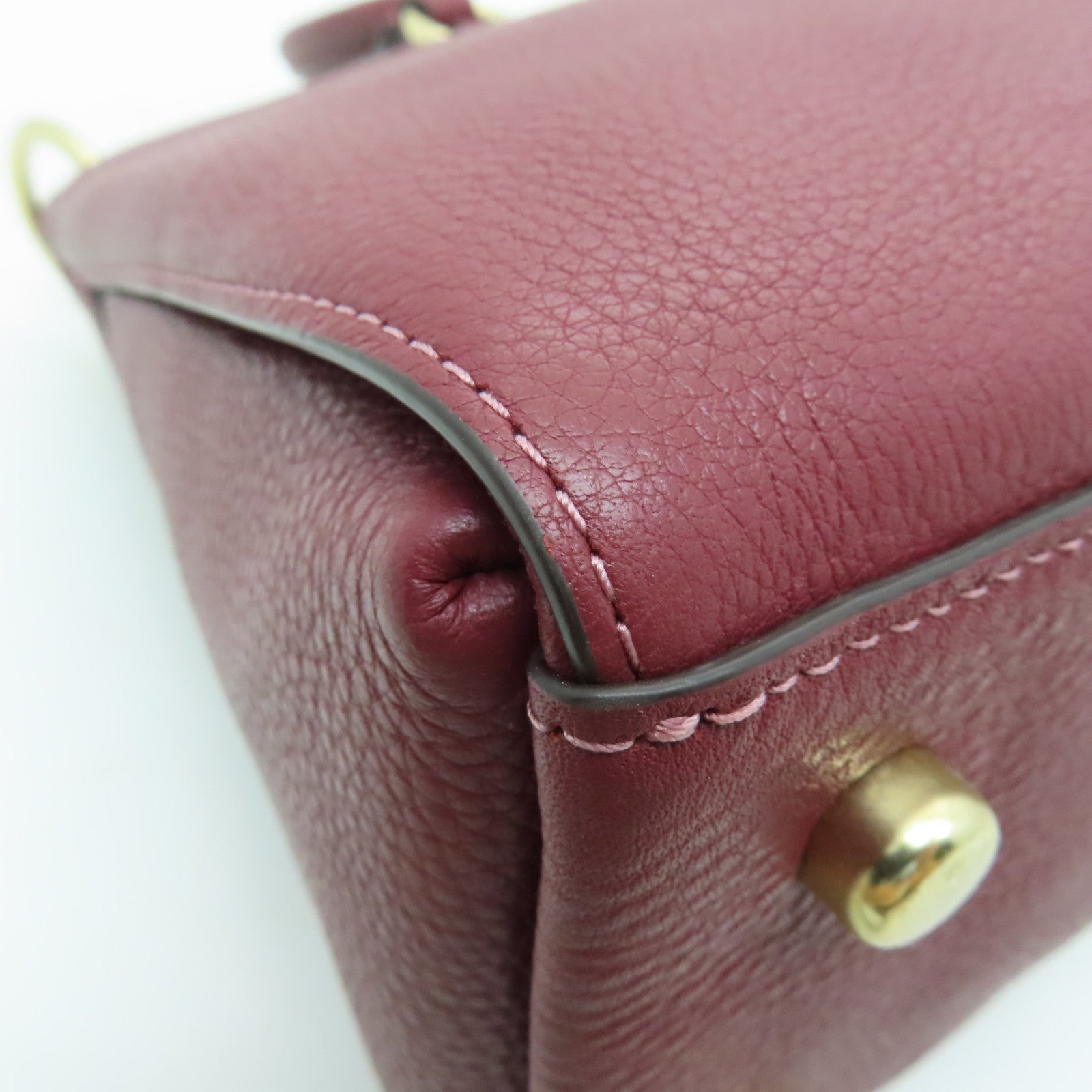 COACH 牛皮皮革2 Way Shoulder Bag金扣手挽肩背兩用袋酒紅色
