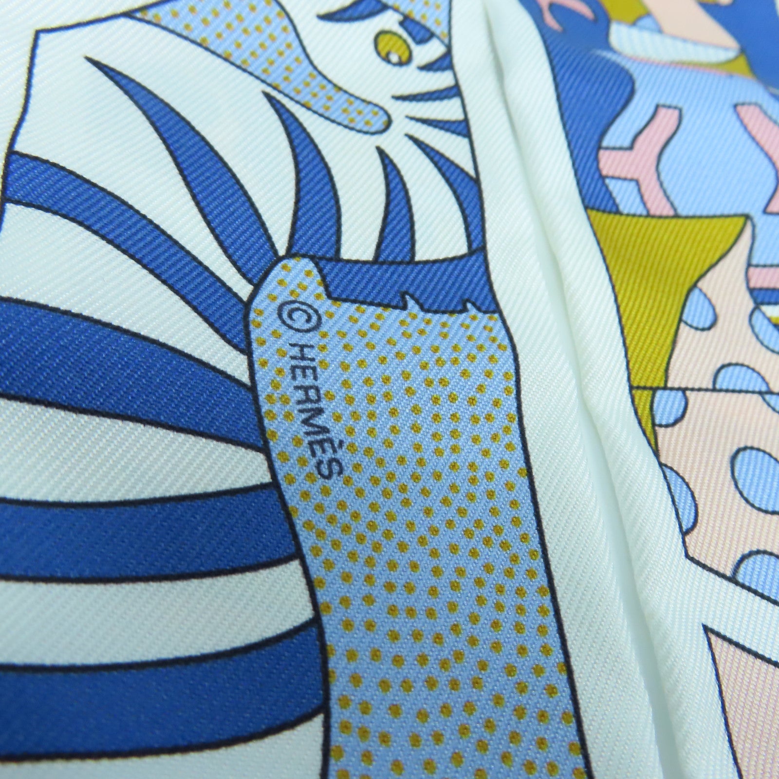 HERMES 絲質Twilly Scarf絲巾白色/粉紅色