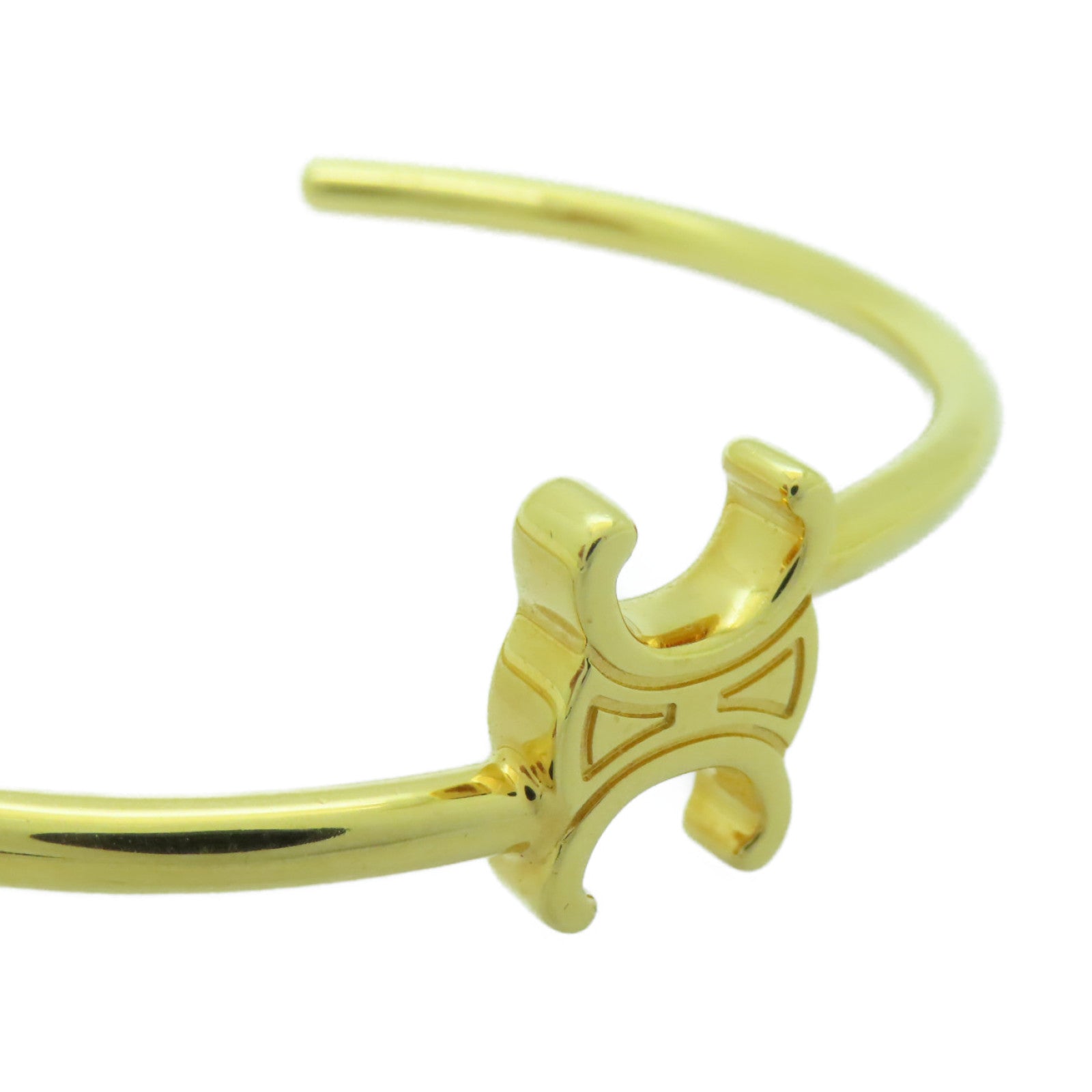 CELINE 黃銅Triomphe Asymmetric Cuff Bangle手鐲金色