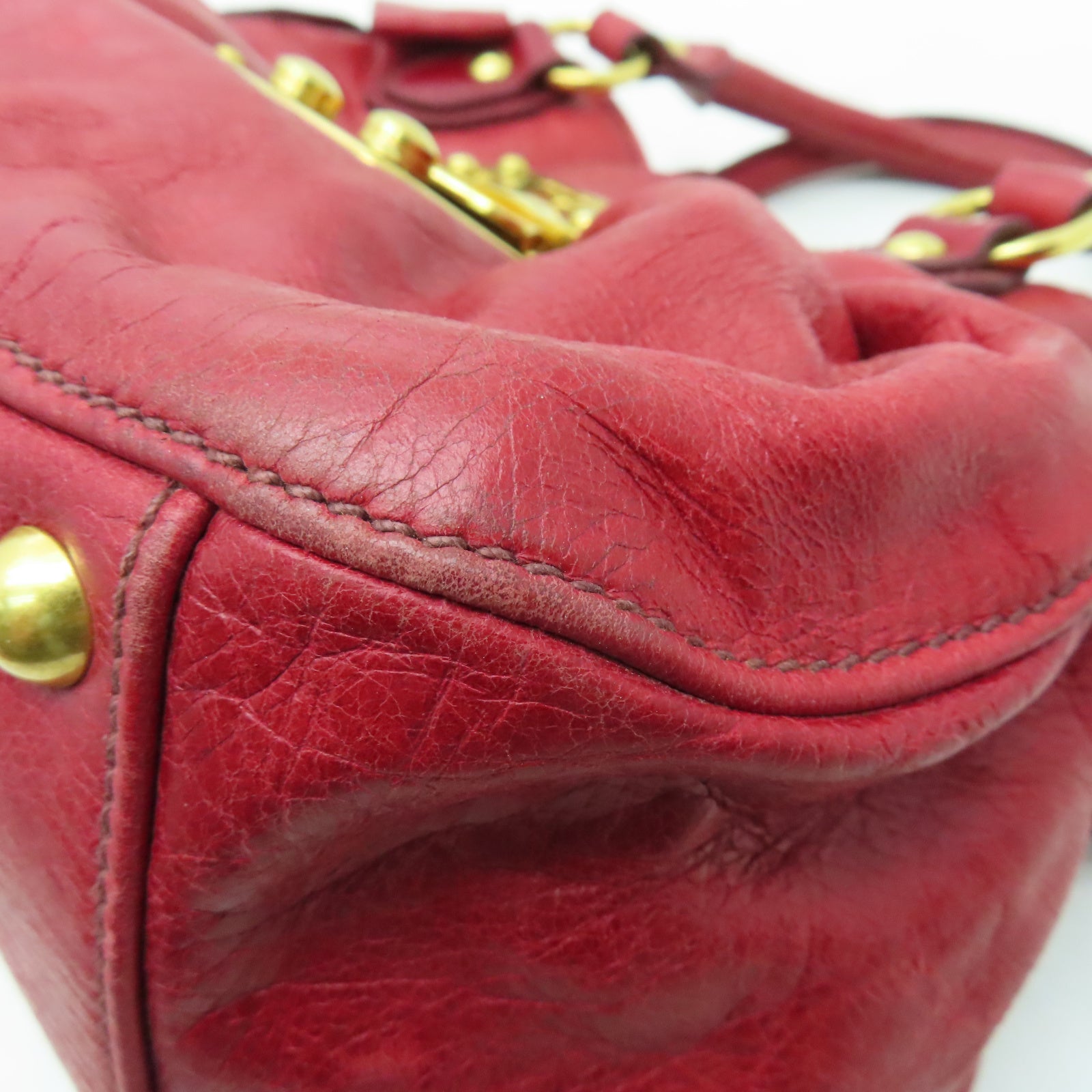 Miu Miu 牛皮皮革Shoulder Bag金扣手挽肩背兩用袋紅色