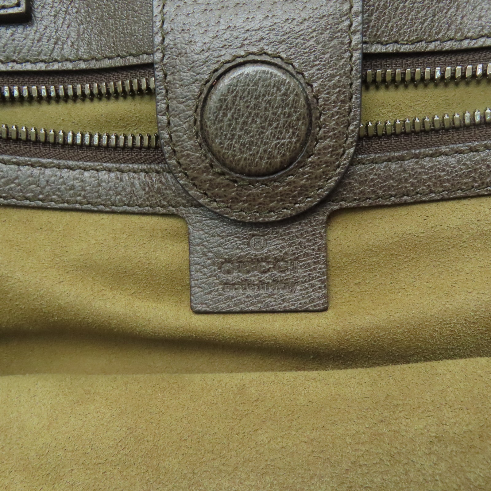 GUCCI 塗層帆布2 Way Shoulder金扣手挽肩背兩用袋米色/啡色