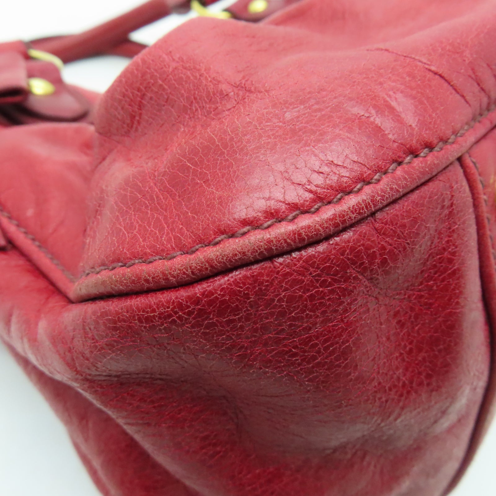 Miu Miu 牛皮皮革Shoulder Bag金扣手挽肩背兩用袋紅色