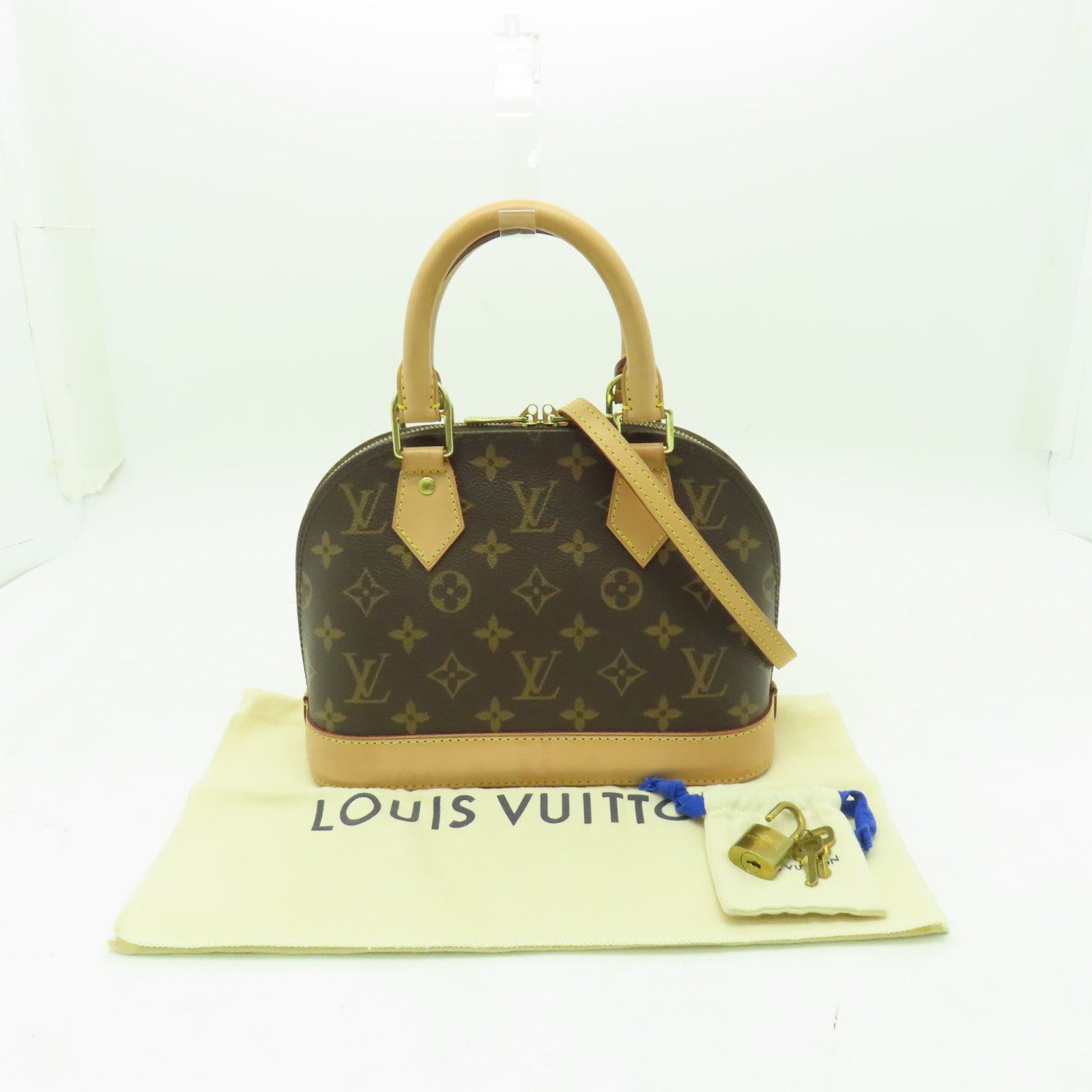 LOUIS VUITTON Monogram Alma BB金扣手挽肩背兩用袋棕色