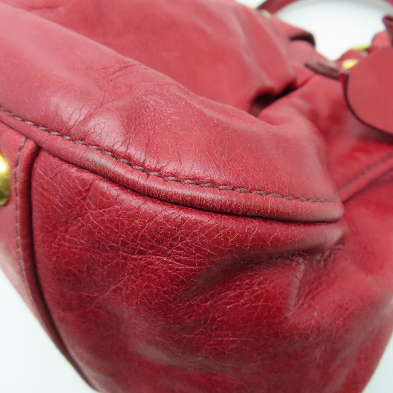 Miu Miu 牛皮皮革Shoulder Bag金扣手挽肩背兩用袋紅色