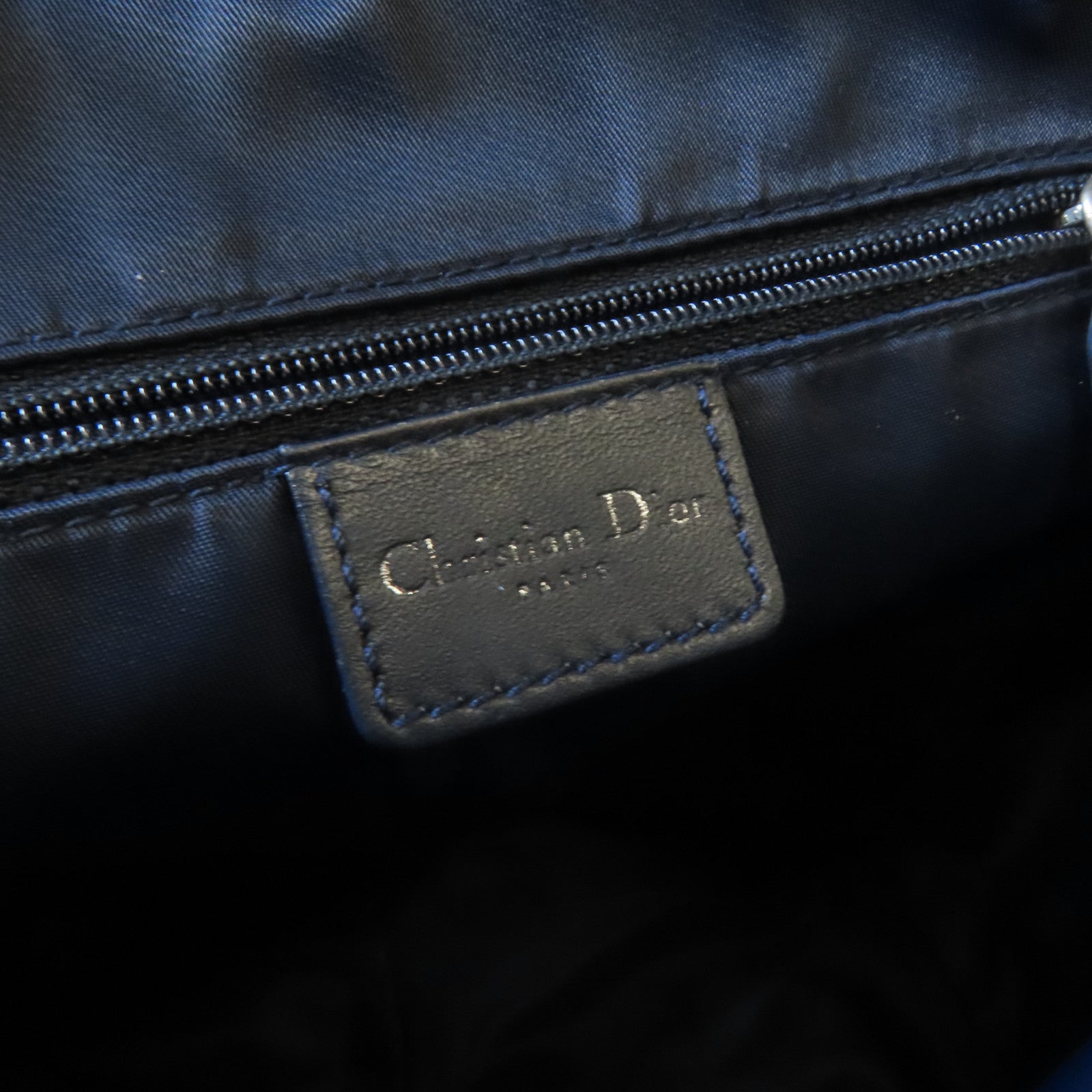 Dior 帆布Tote Bag銀扣肩背袋藍色/灰色