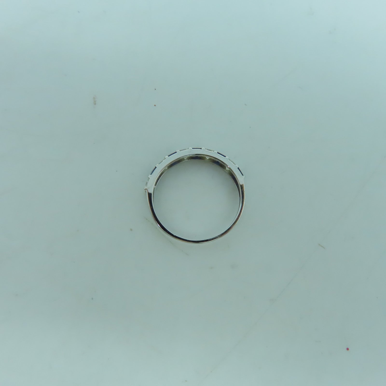 JEWELRY 18K白金Ring0.50ct藍寶石/0.50ct鑽石戒指US#6