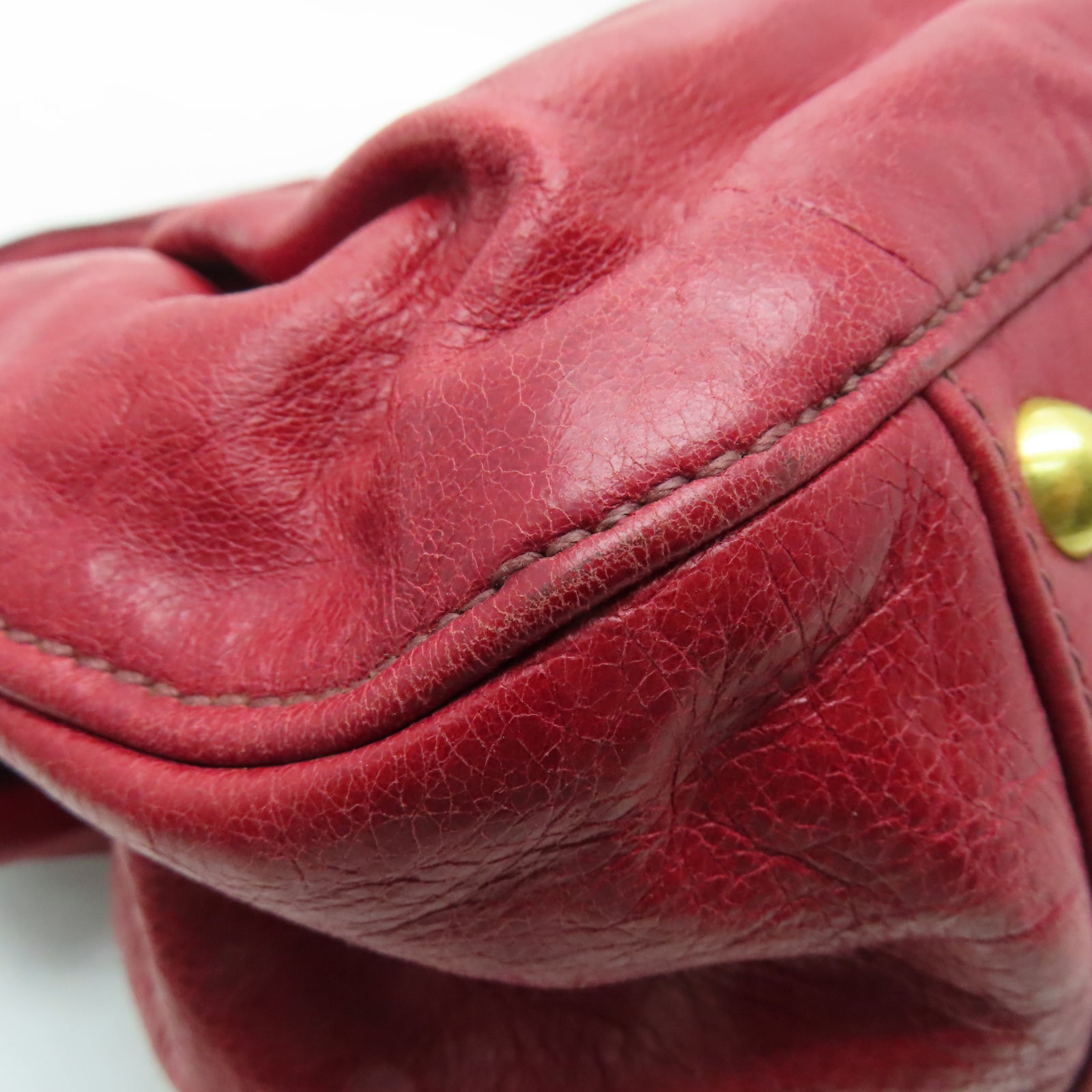 Miu Miu 牛皮皮革Shoulder Bag金扣手挽肩背兩用袋紅色