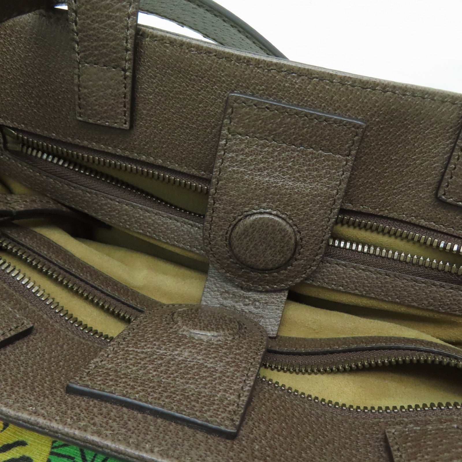 GUCCI 塗層帆布2 Way Shoulder金扣手挽肩背兩用袋米色/啡色