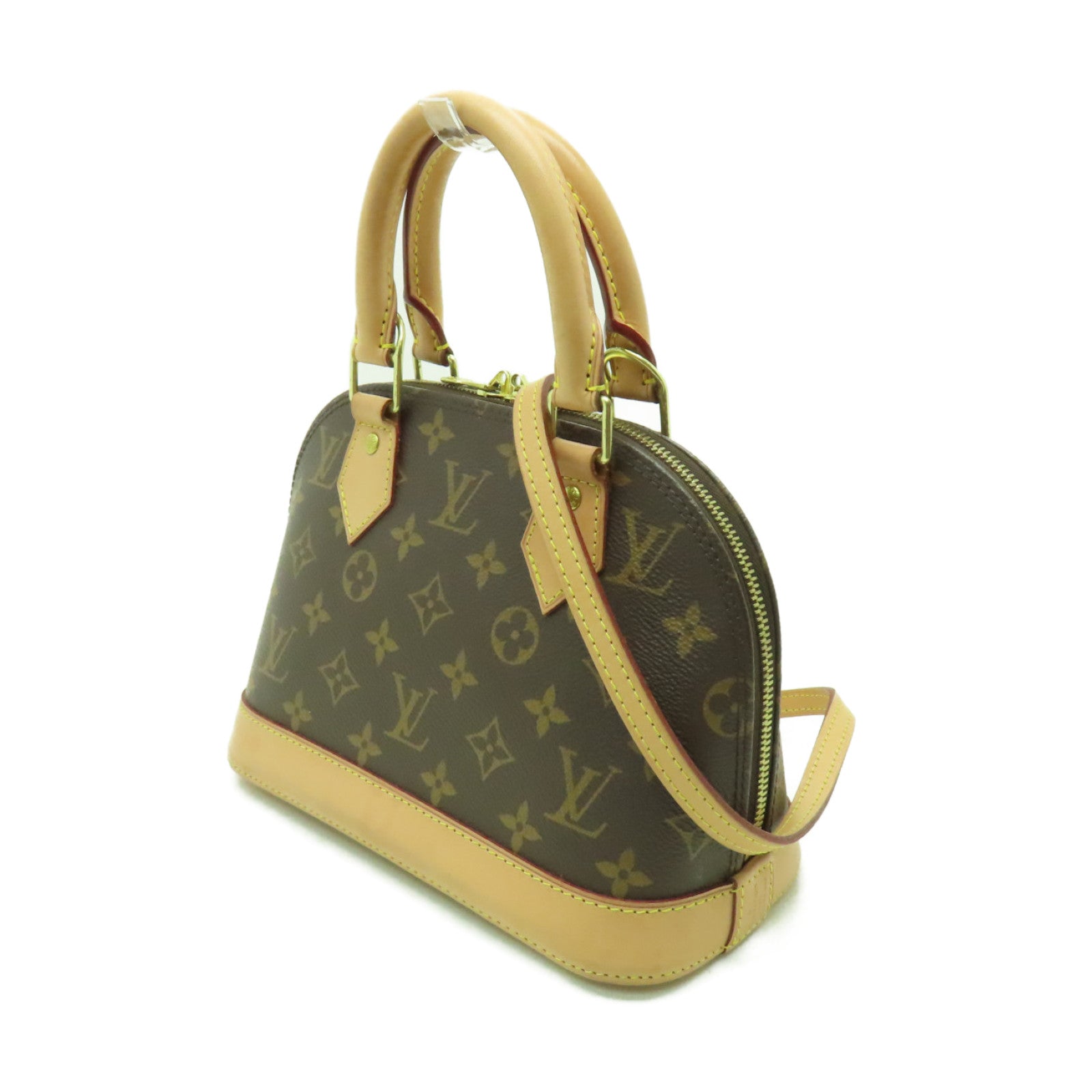 LOUIS VUITTON Monogram Alma BB金扣手挽肩背兩用袋棕色