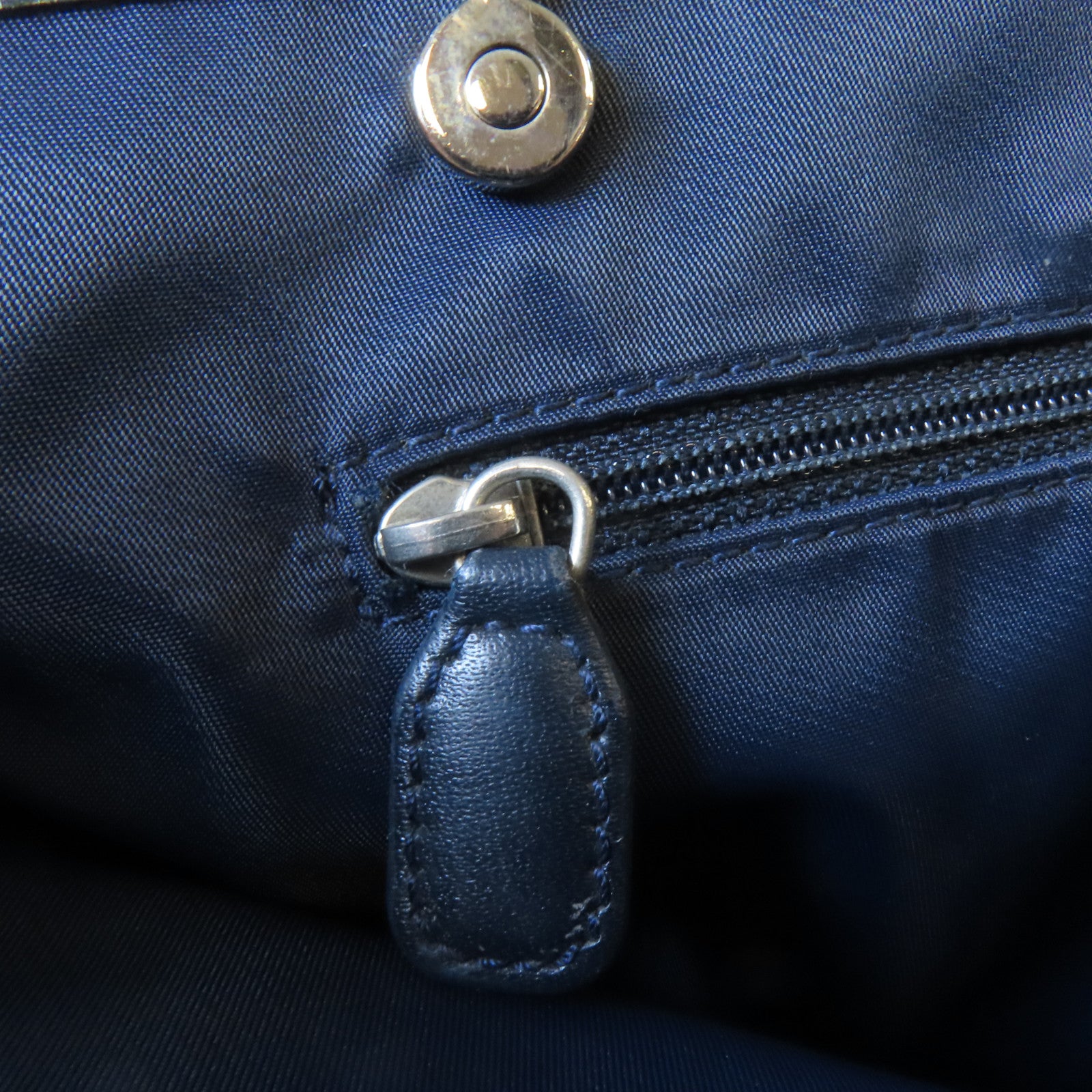 Dior 帆布Tote Bag銀扣肩背袋藍色/灰色