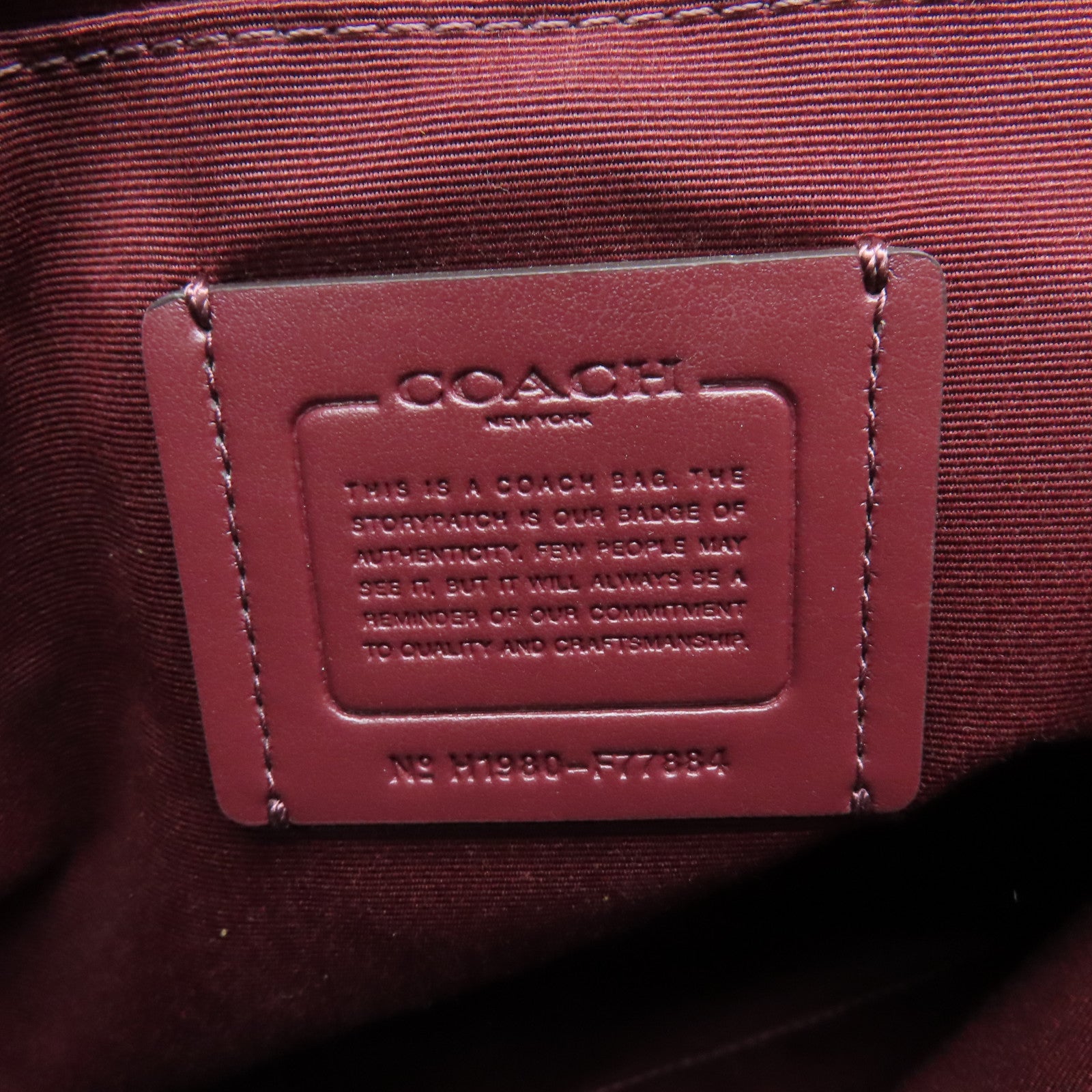 COACH 牛皮皮革2 Way Shoulder Bag金扣手挽肩背兩用袋酒紅色