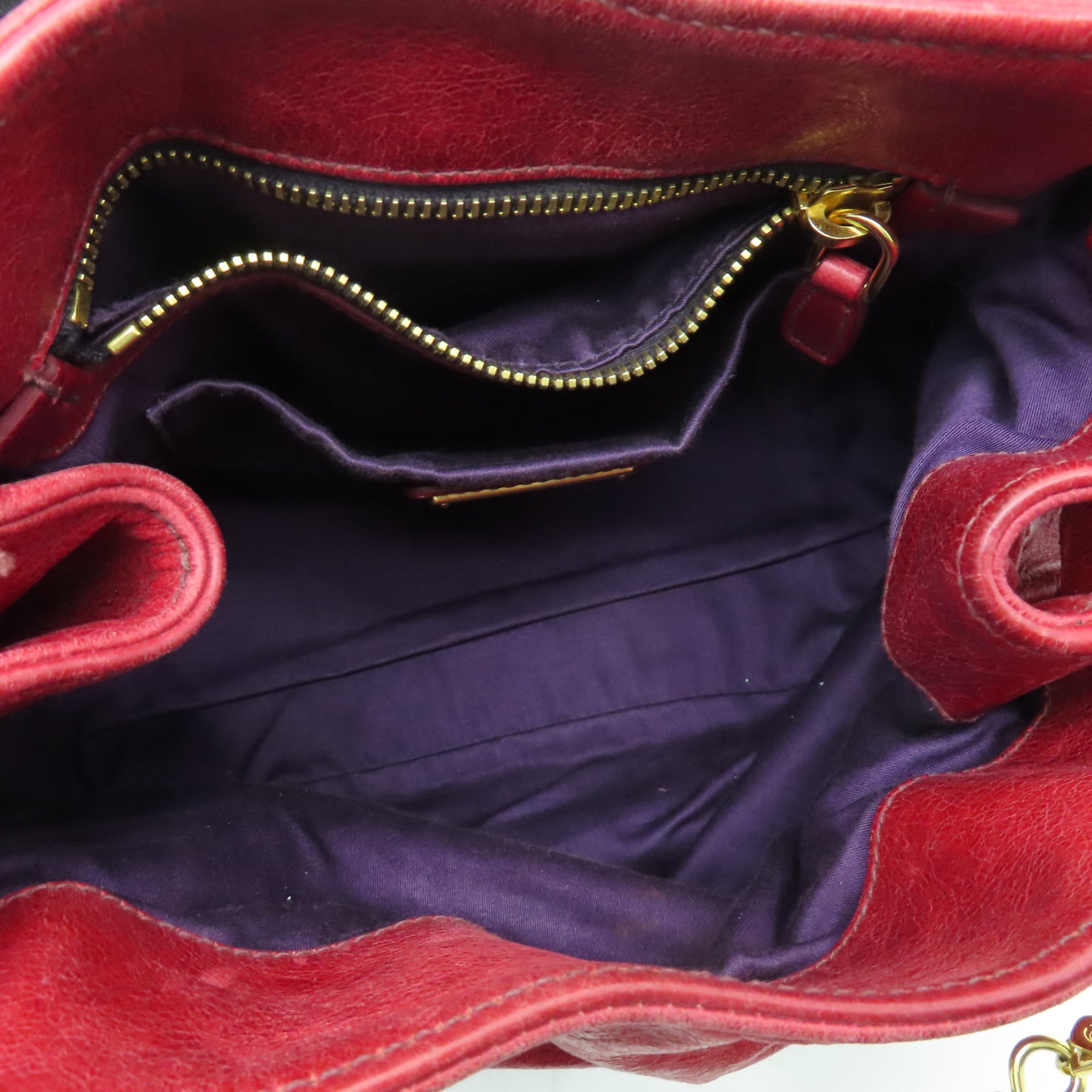 Miu Miu 牛皮皮革Shoulder Bag金扣手挽肩背兩用袋紅色
