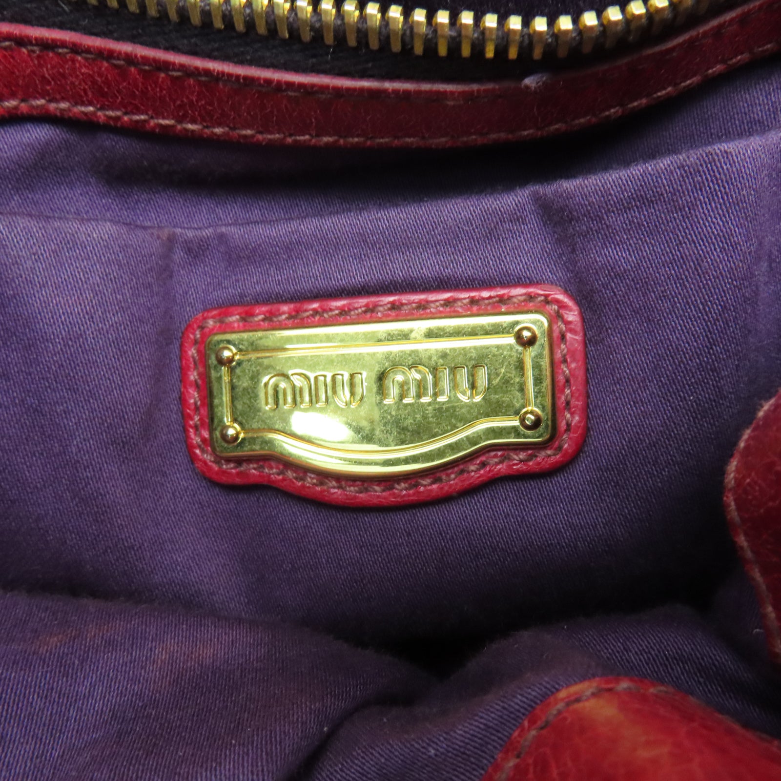 Miu Miu 牛皮皮革Shoulder Bag金扣手挽肩背兩用袋紅色