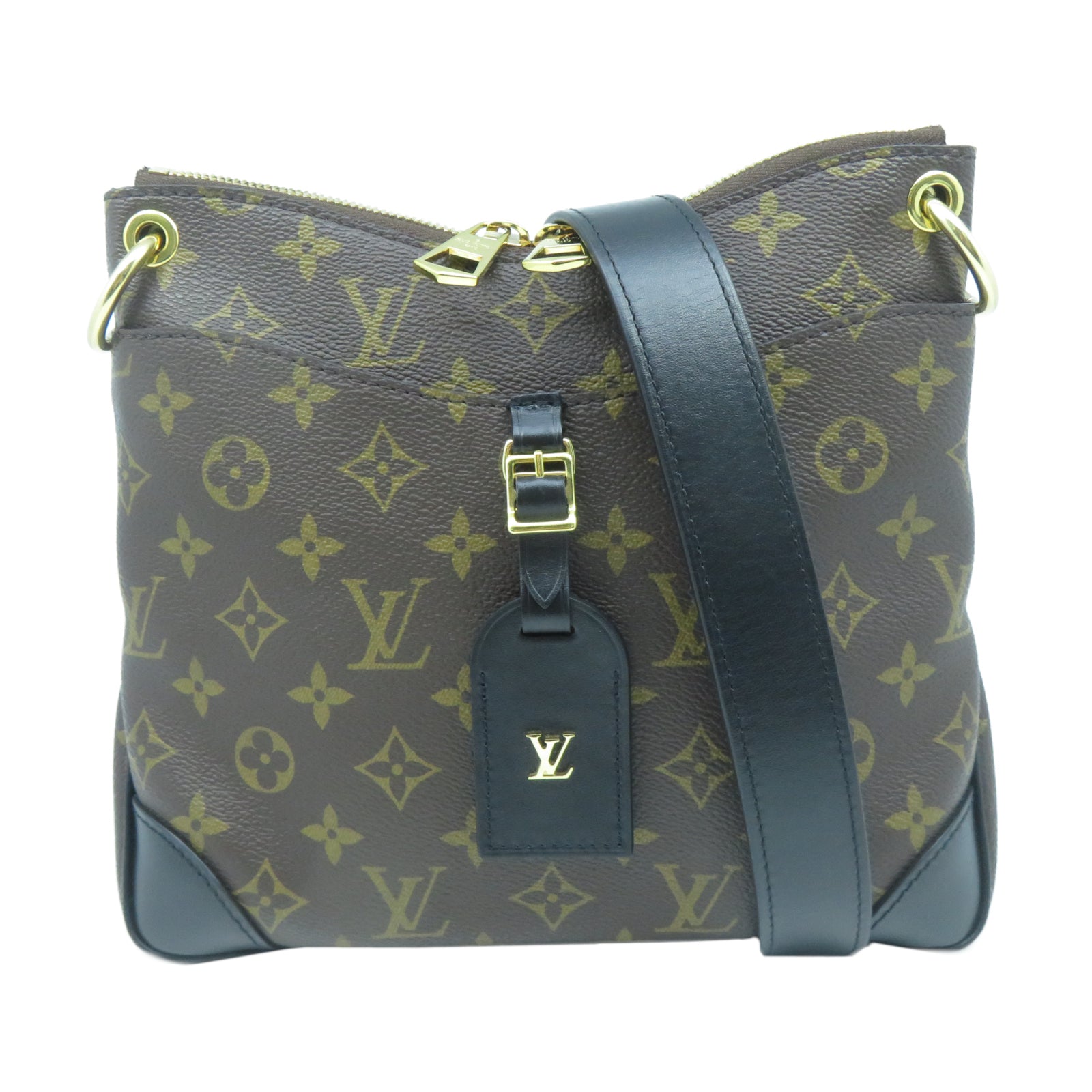 LOUIS VUITTON Monogram Macassar Odeon PM金扣肩背袋啡色