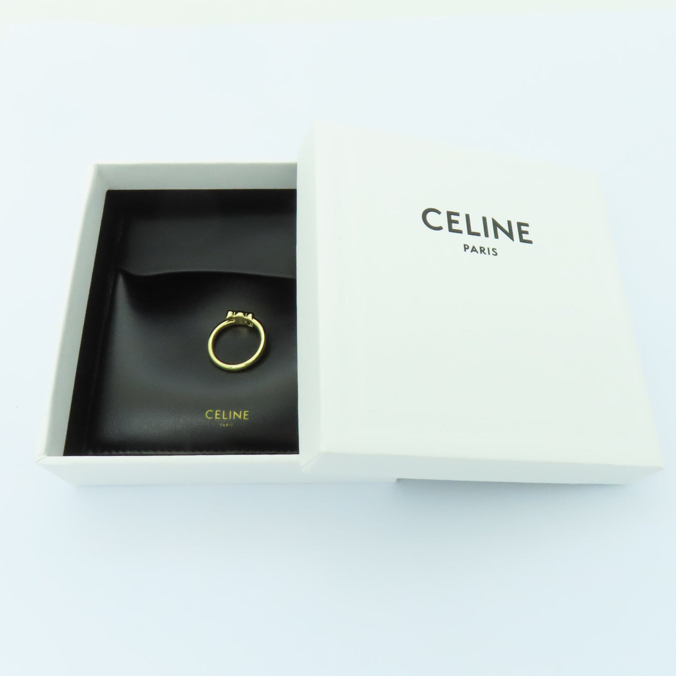CELINE 黃銅Triomphe Asymmetric Ring戒指Celine#50/US#5.25