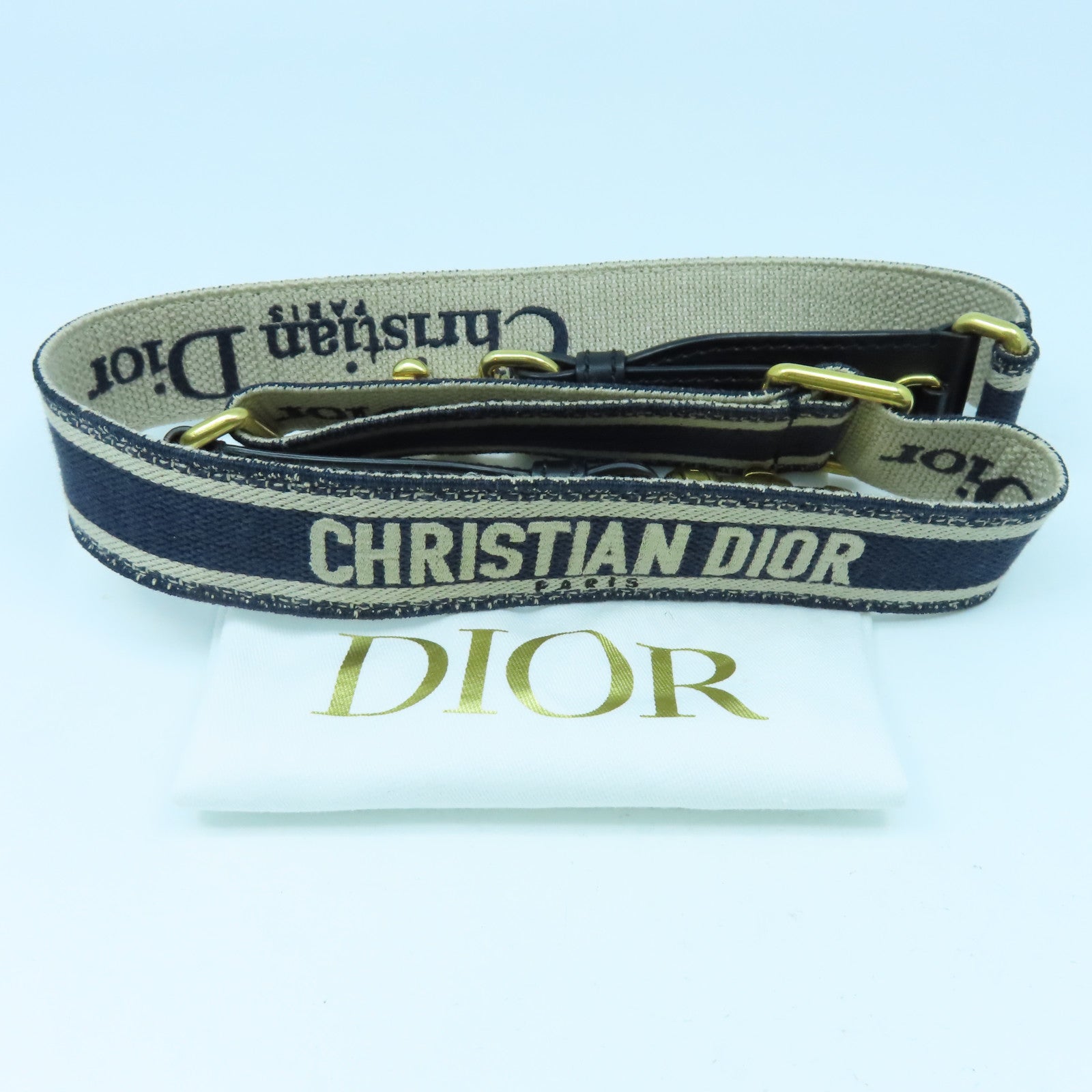 Dior 帆布Shoulder Strap金扣肩背帶藍色
