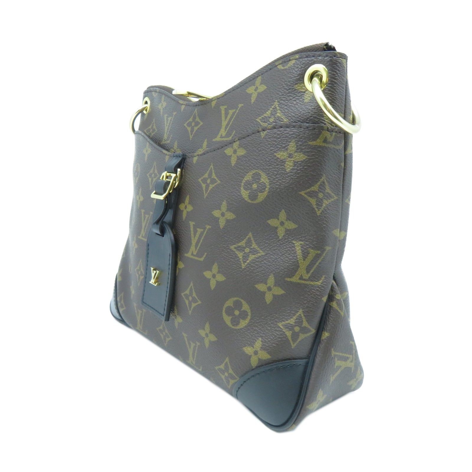 LOUIS VUITTON Monogram Macassar Odeon PM金扣肩背袋啡色