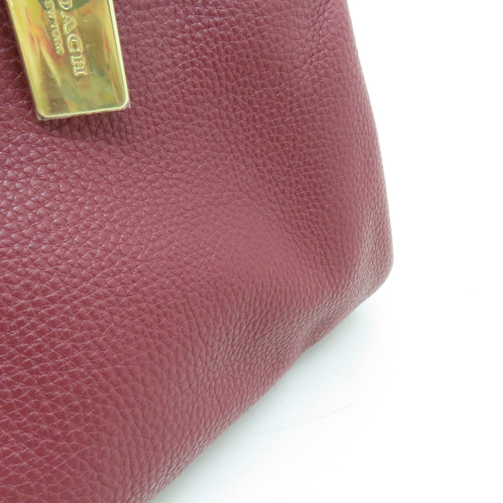 COACH 牛皮皮革2 Way Shoulder Bag金扣手挽肩背兩用袋酒紅色