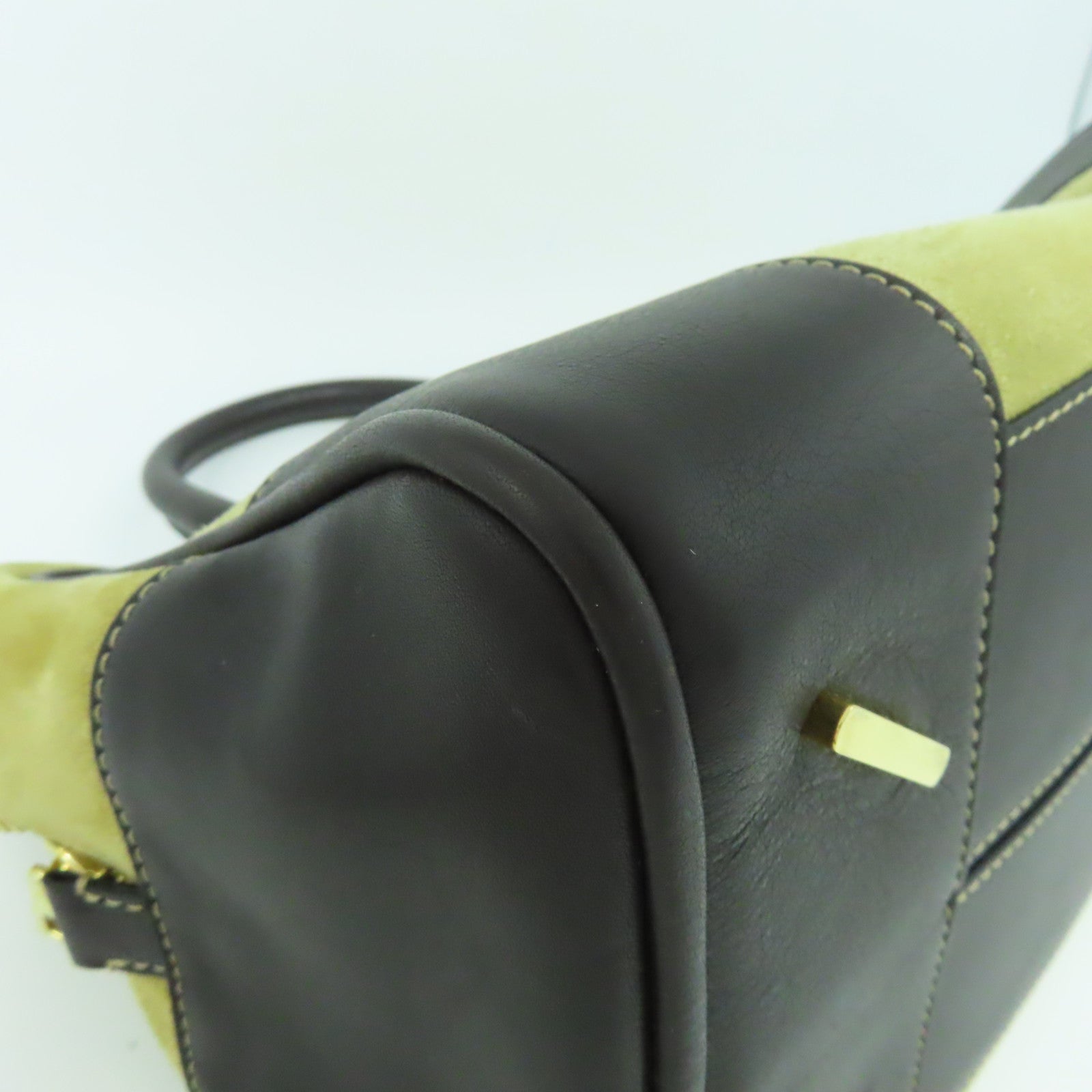 LOEWE 【激減優惠】牛皮皮革Amazona金扣手挽肩背兩用袋啡色