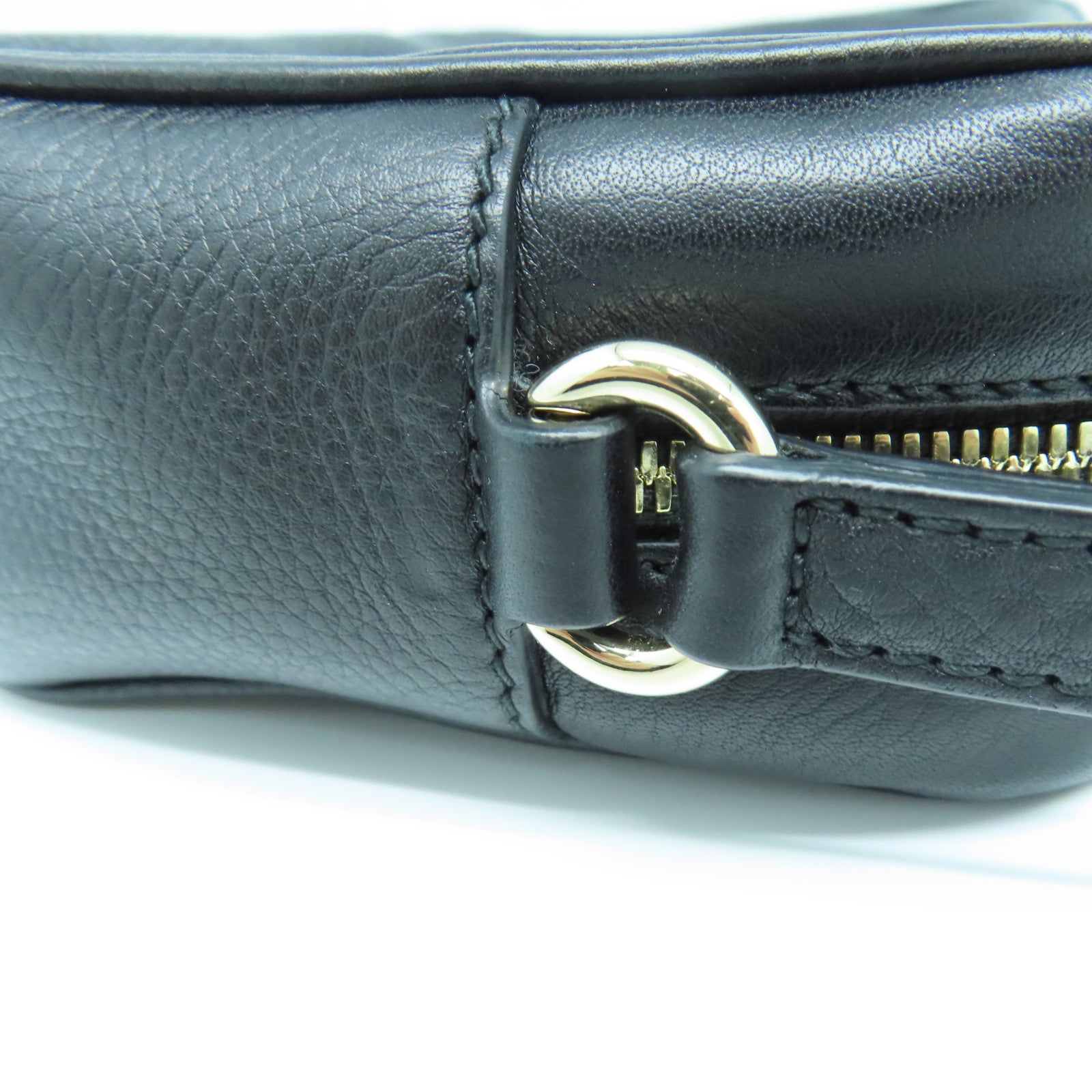 GUCCI cowhide leather Shoulder Bag gold buckle shoulder bag black