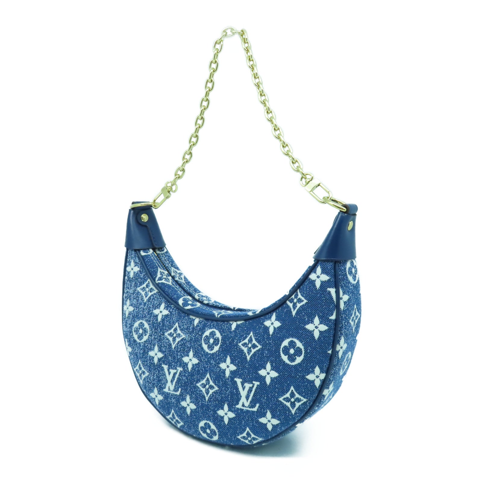 LOUIS VUITTON 牛仔布Loop PM金扣手挽肩背兩用袋藍色/白色