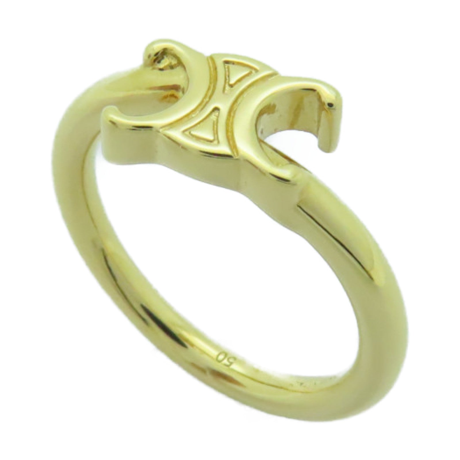CELINE 黃銅Triomphe Asymmetric Ring戒指Celine#50/US#5.25