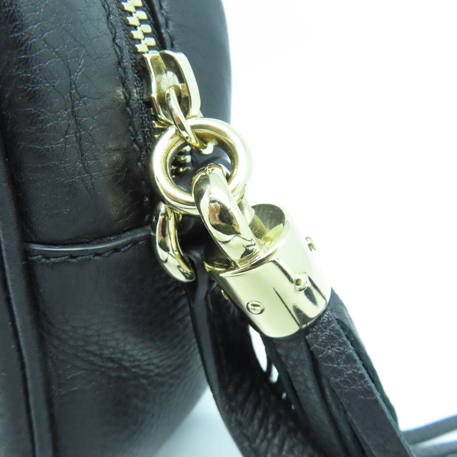 GUCCI cowhide leather Shoulder Bag gold buckle shoulder bag black