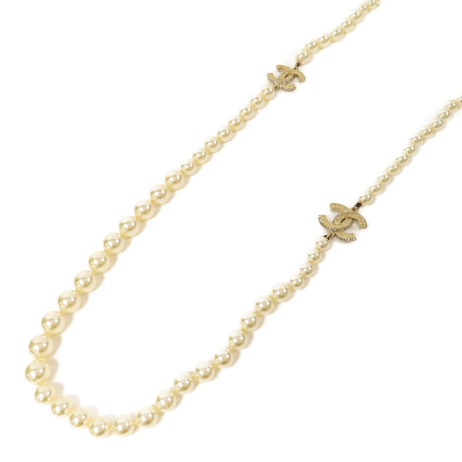 CHANEL 金屬/仿珍珠Necklace項鍊金色