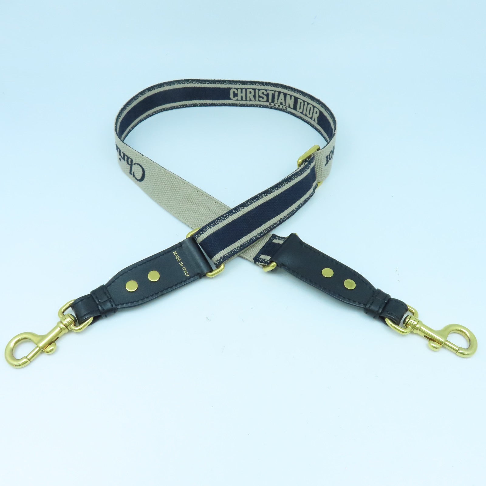 Dior 帆布Shoulder Strap金扣肩背帶藍色