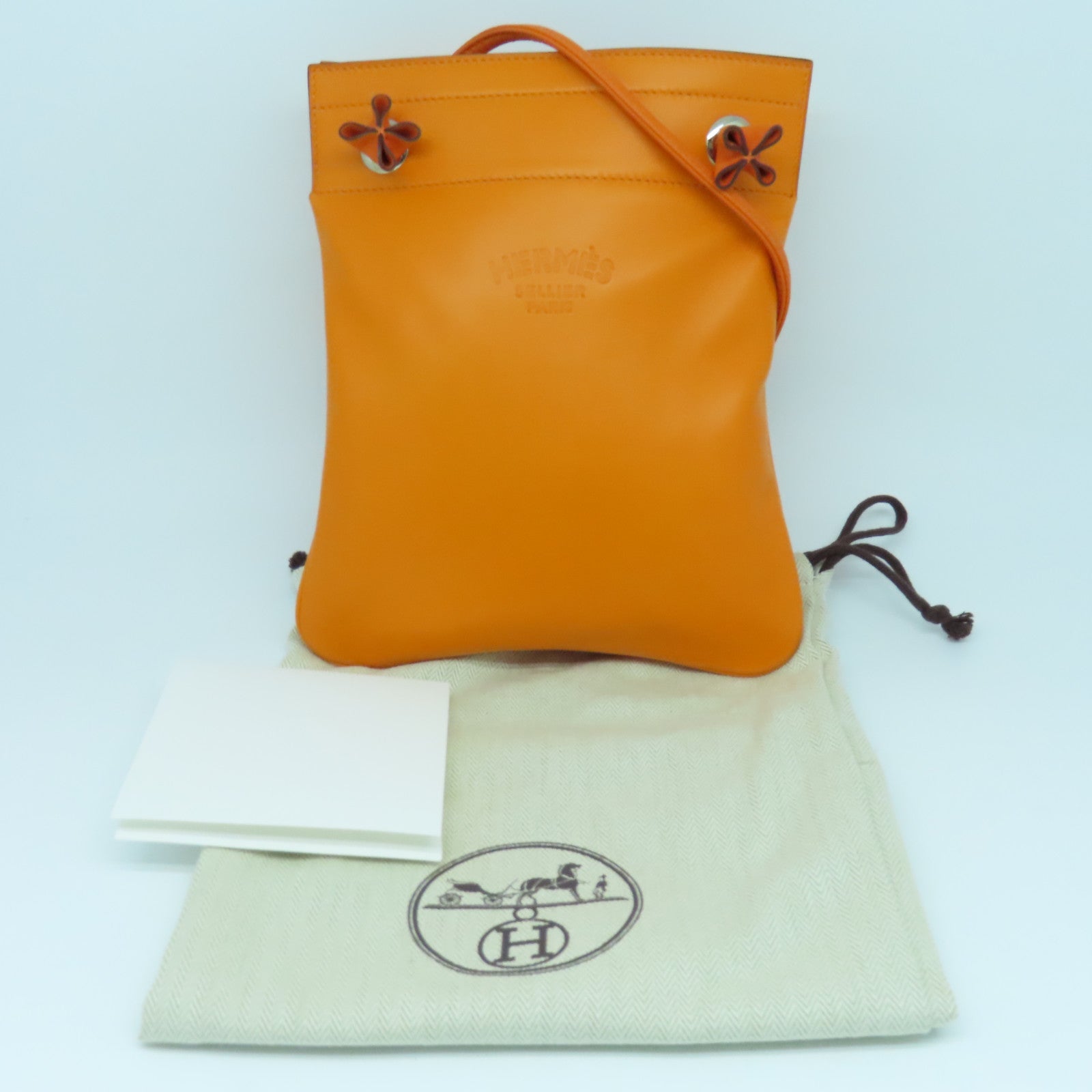 HERMES 【激減優惠】Swift皮革Aline銀扣肩背袋橙色